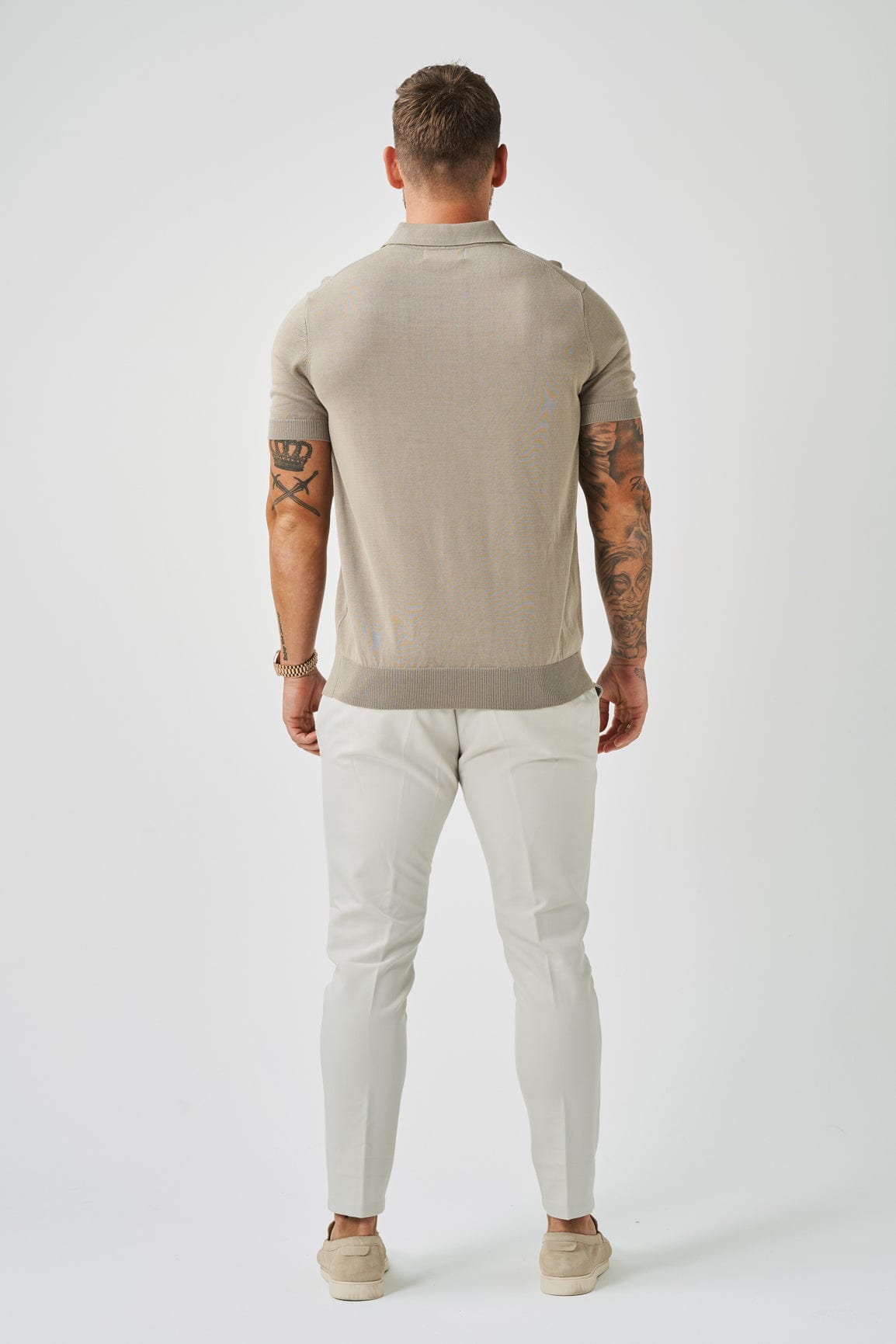 Legend London Polo OPEN COLLAR POLO - TAUPE