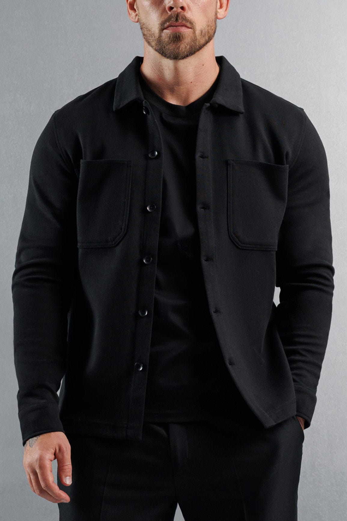 Legend London Shirt JERSEY OVERSHIRT - BLACK