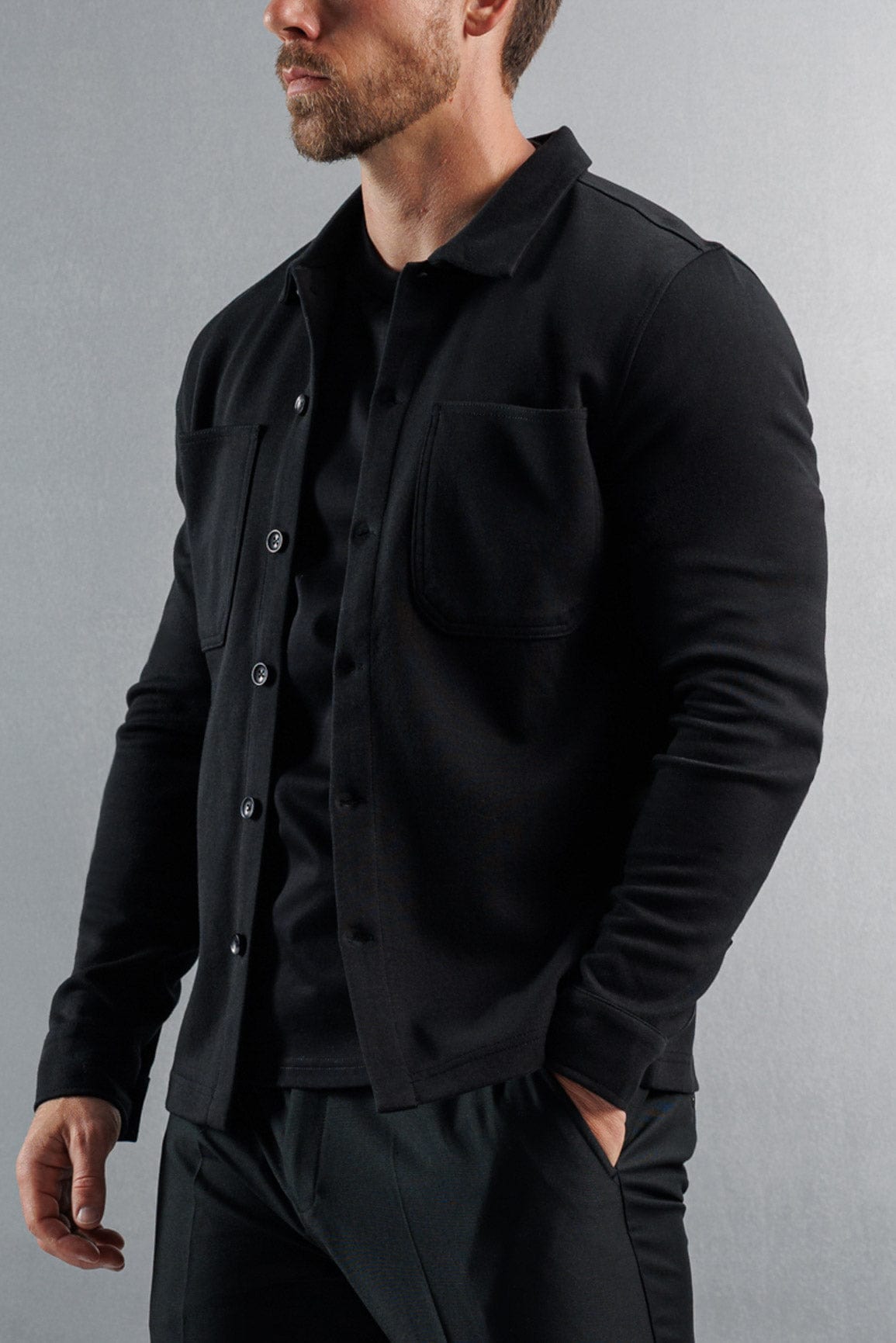 Legend London Shirt JERSEY OVERSHIRT - BLACK