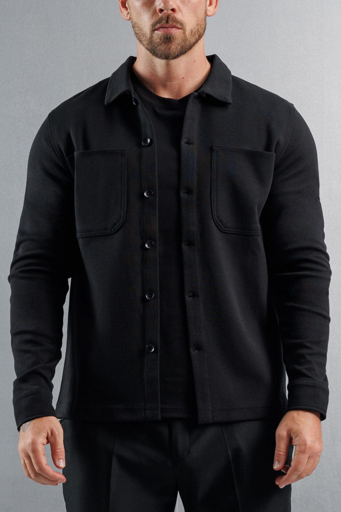 Legend London Shirt JERSEY OVERSHIRT - BLACK