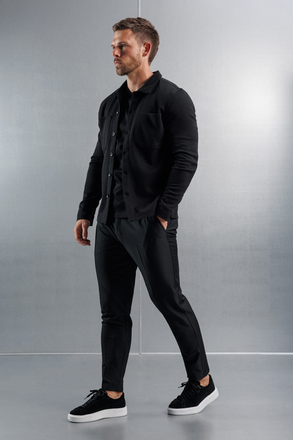 Legend London Shirt JERSEY OVERSHIRT - BLACK