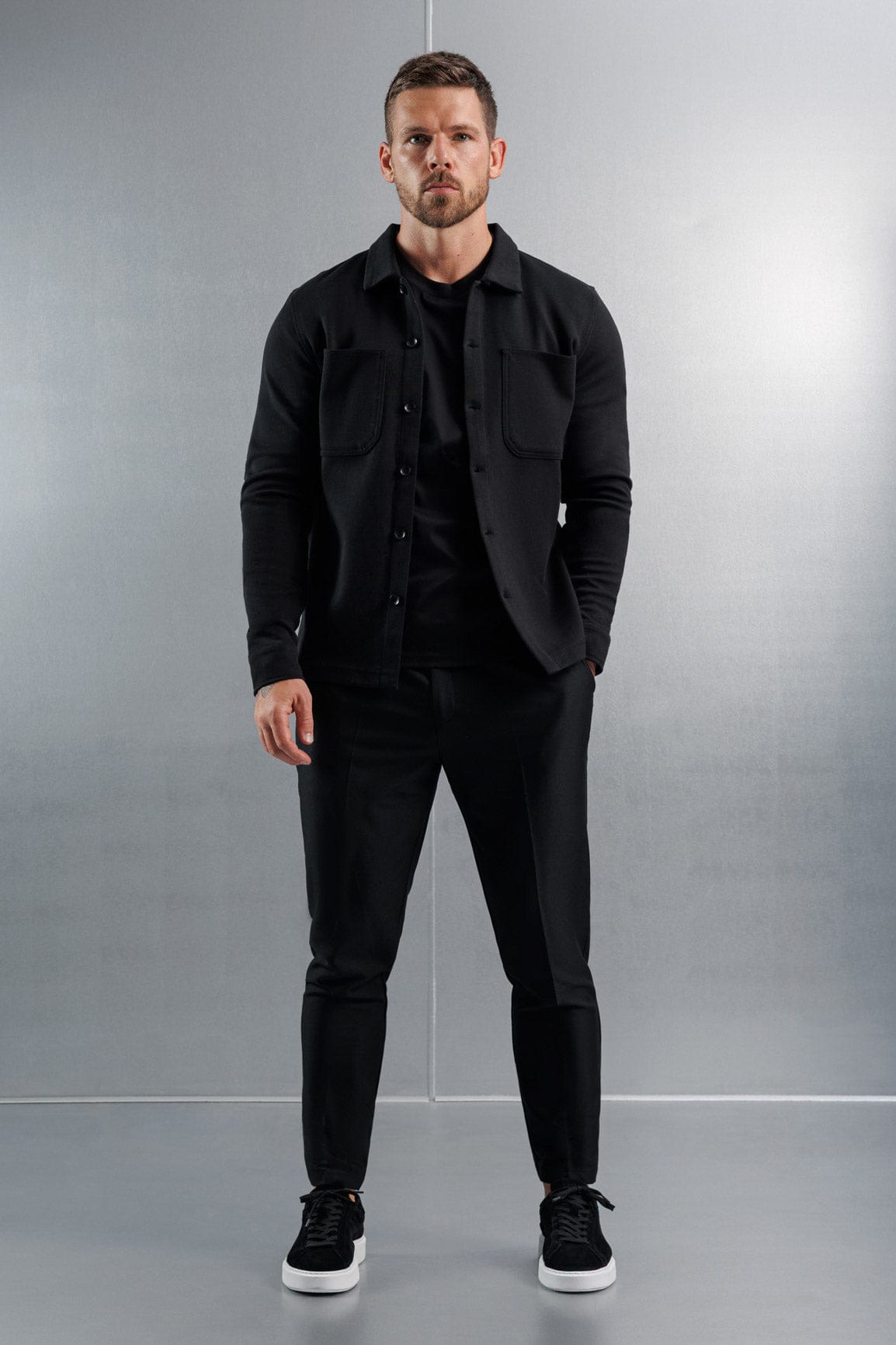 Legend London Shirt JERSEY OVERSHIRT - BLACK