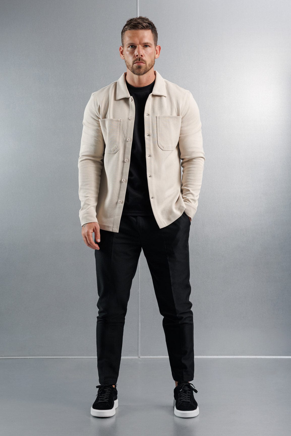 Legend London Shirt JERSEY OVERSHIRT - CREME