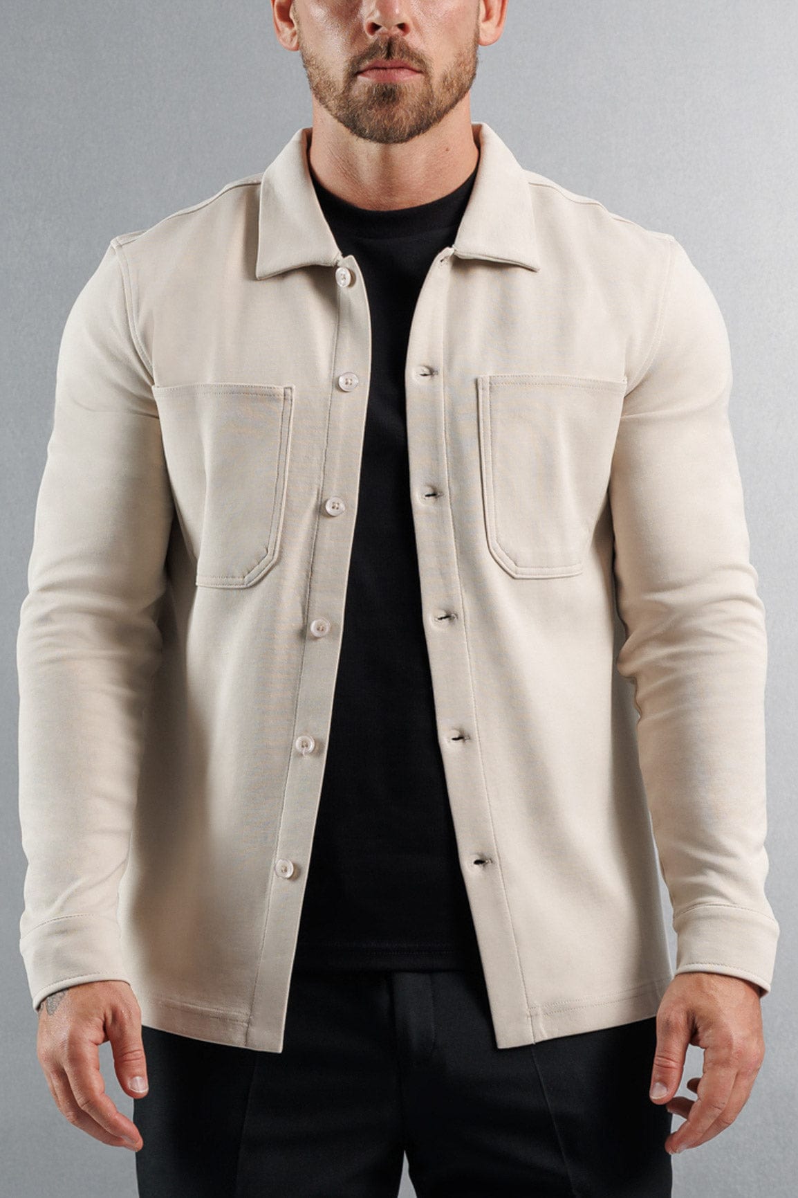 Legend London Shirt JERSEY OVERSHIRT - CREME