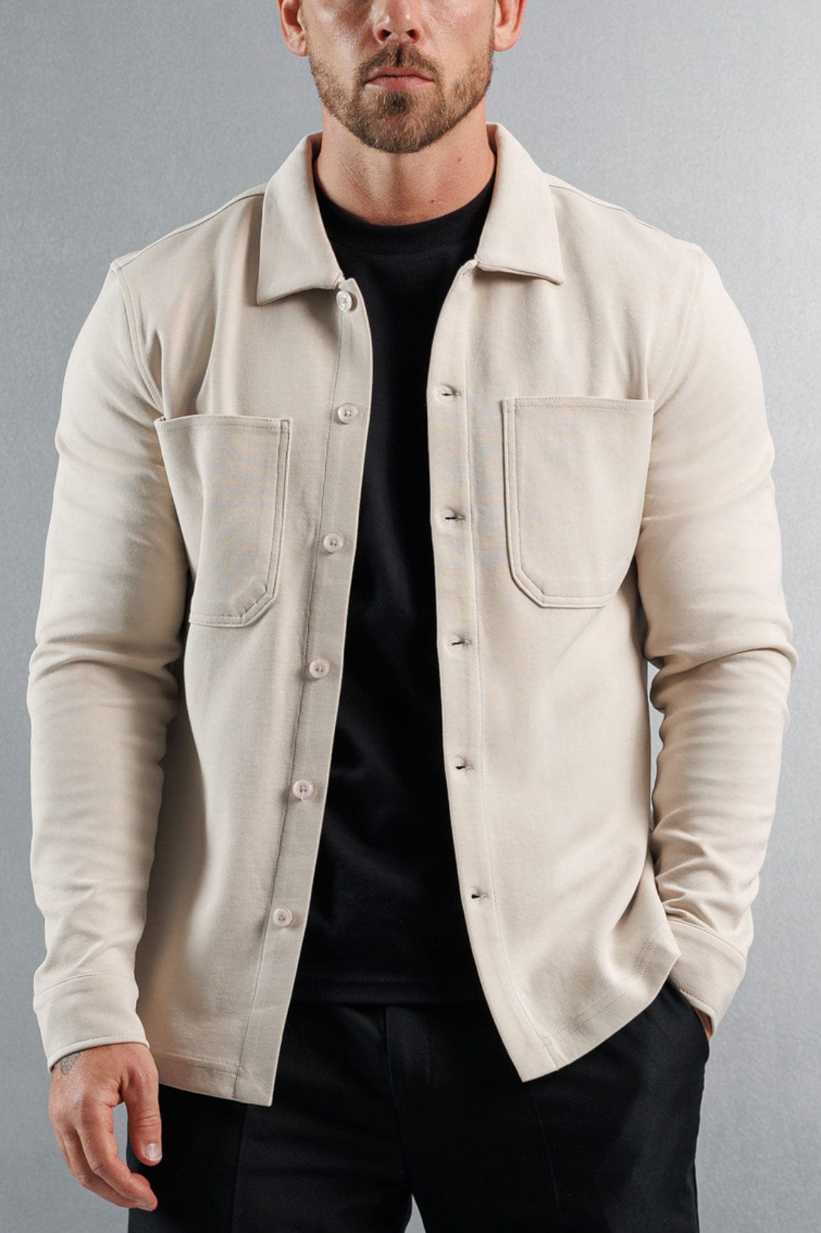 Legend London Shirt JERSEY OVERSHIRT - CREME