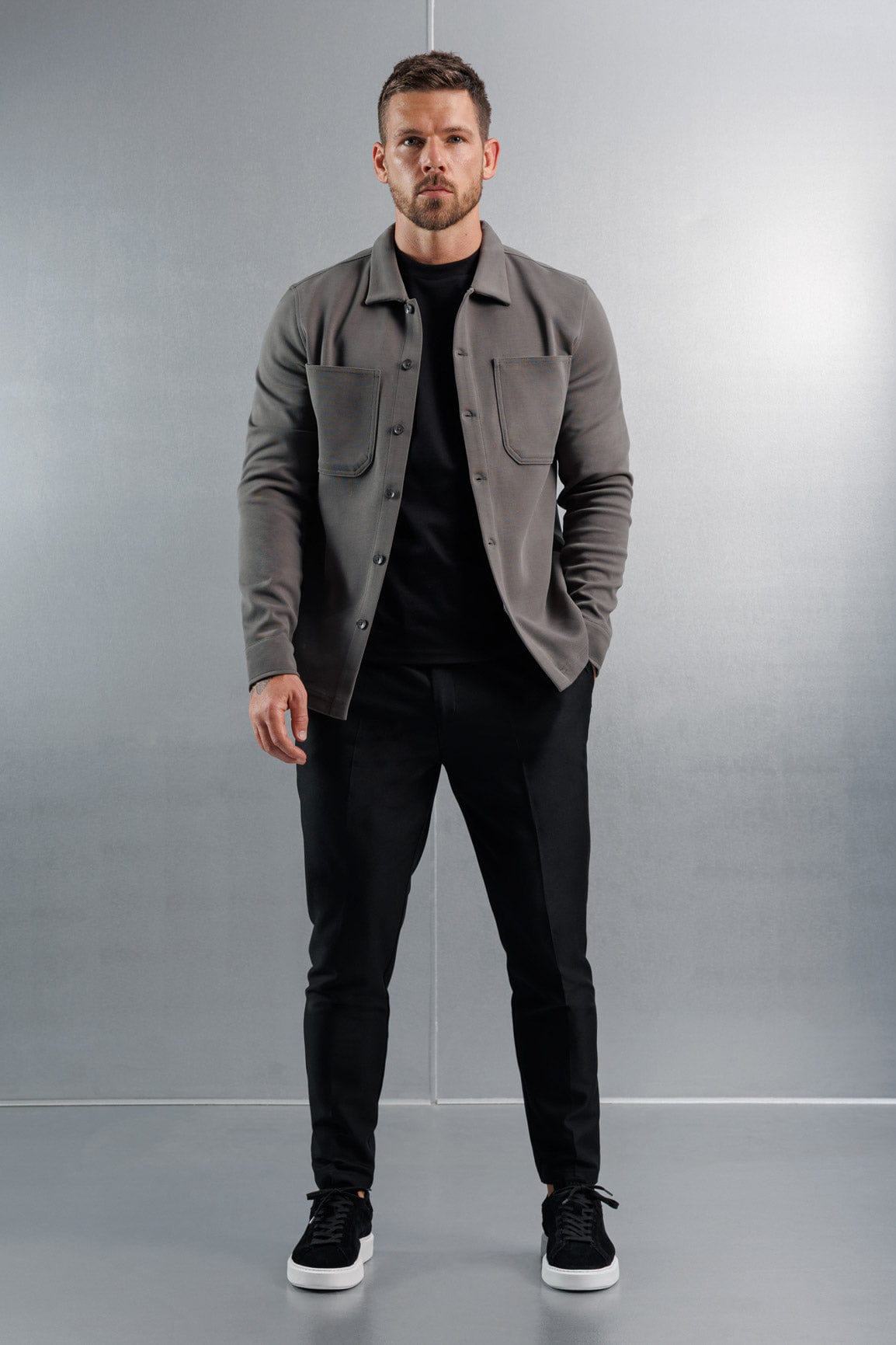 Legend London Shirt JERSEY OVERSHIRT - DARK GREY