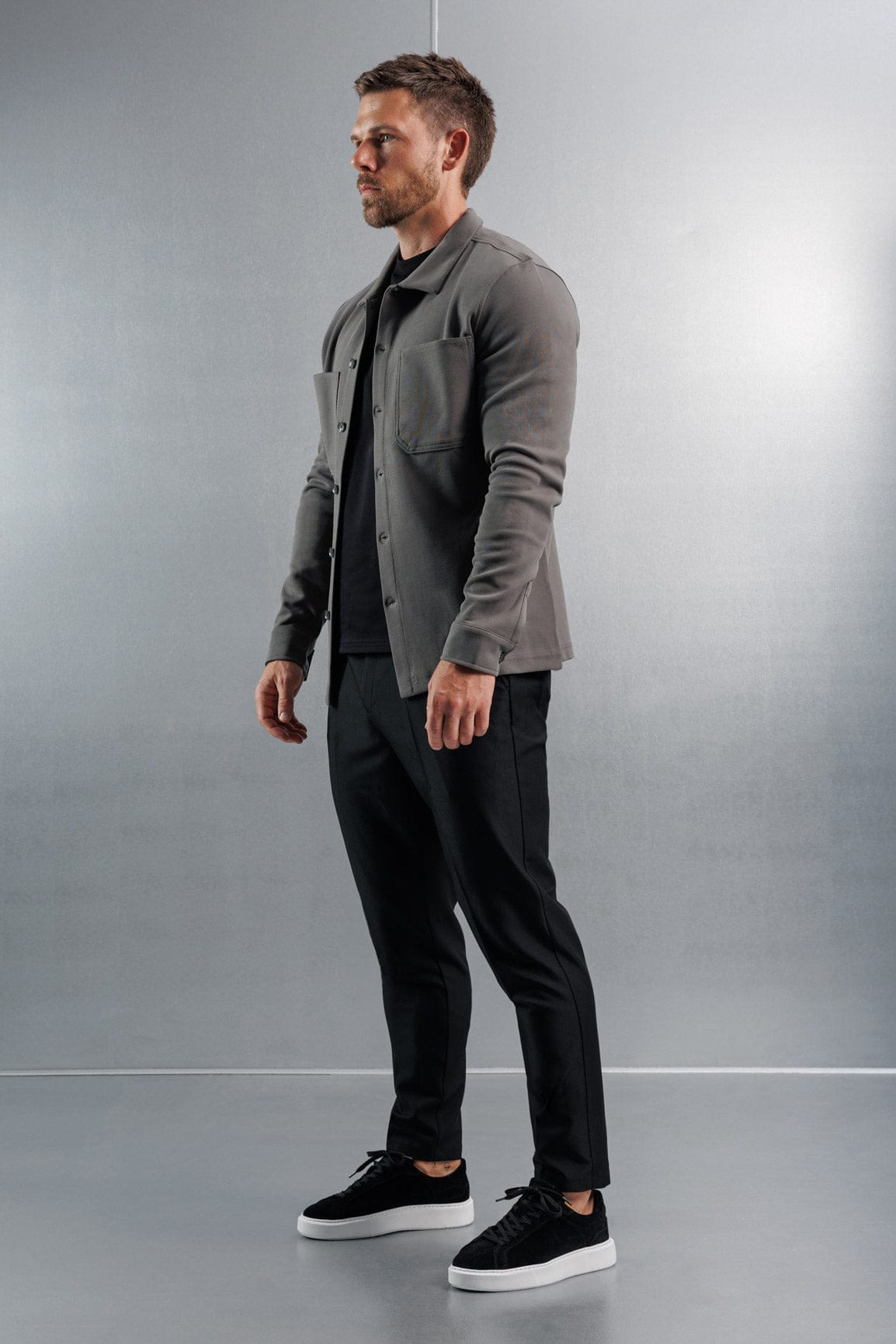 Legend London Shirt JERSEY OVERSHIRT - DARK GREY