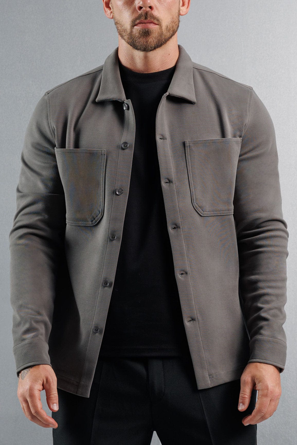 Legend London Shirt JERSEY OVERSHIRT - DARK GREY