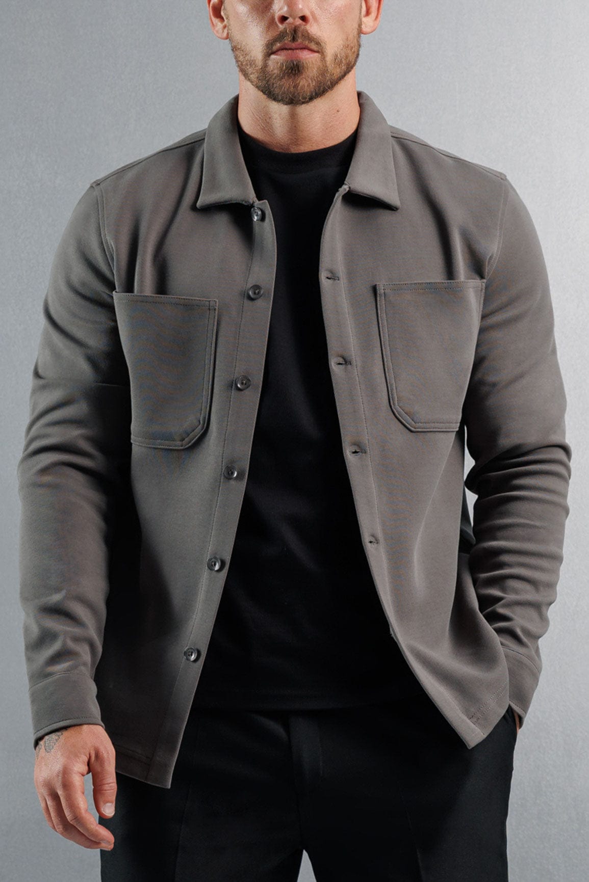Legend London Shirt JERSEY OVERSHIRT - DARK GREY