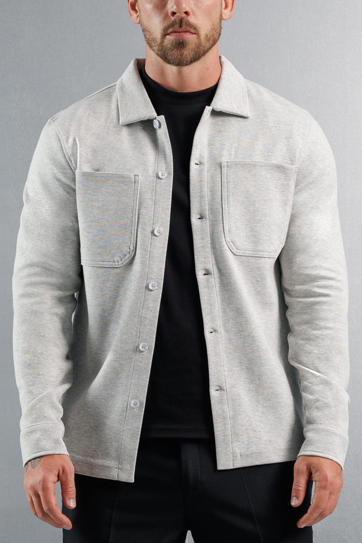 Legend London Shirt JERSEY OVERSHIRT - GREY MARL