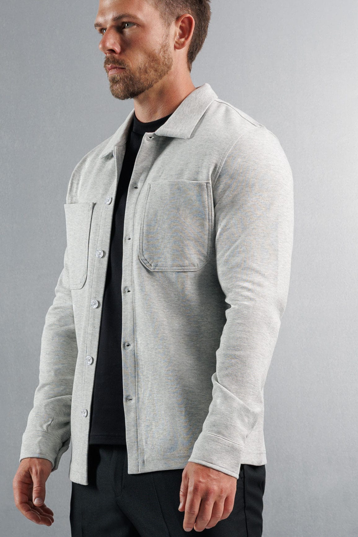 Legend London Shirt JERSEY OVERSHIRT - GREY MARL