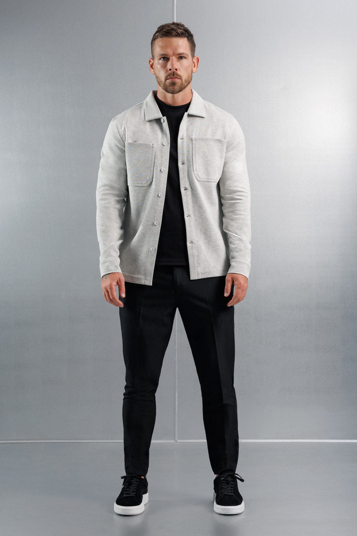 Legend London Shirt JERSEY OVERSHIRT - GREY MARL