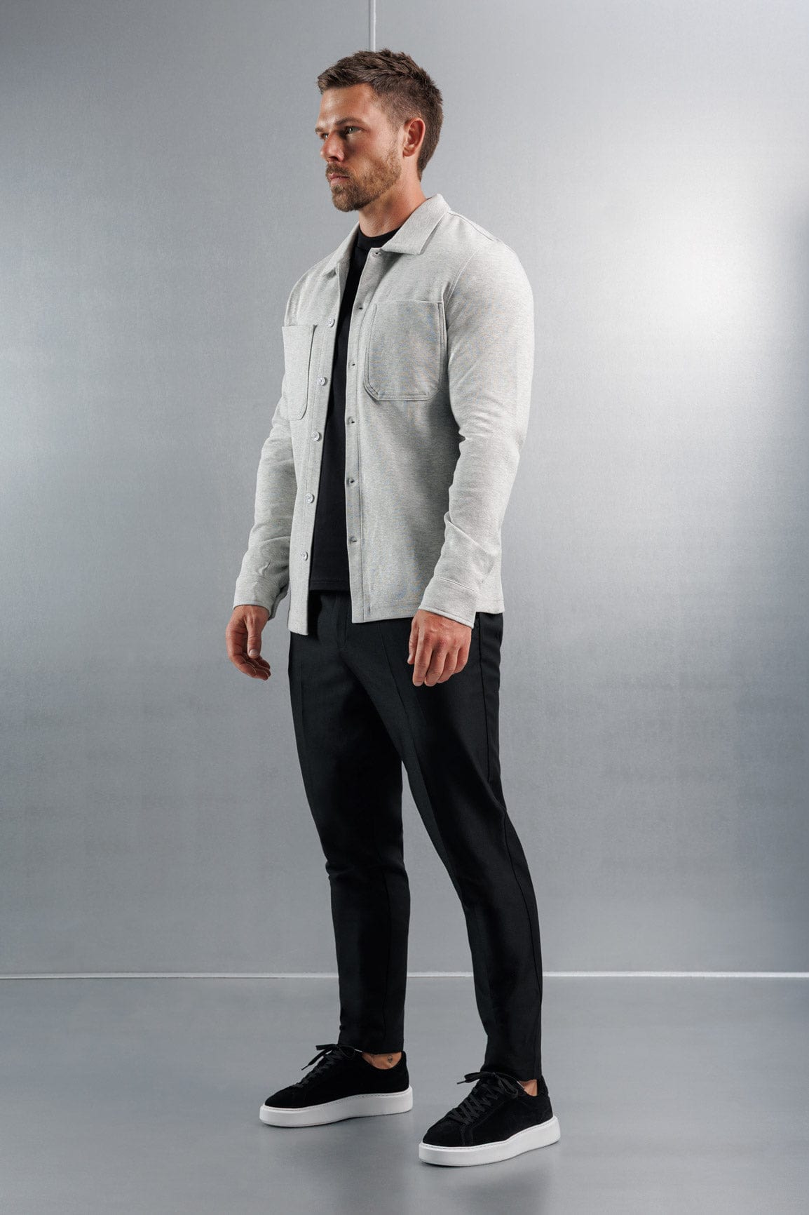 Legend London Shirt JERSEY OVERSHIRT - GREY MARL