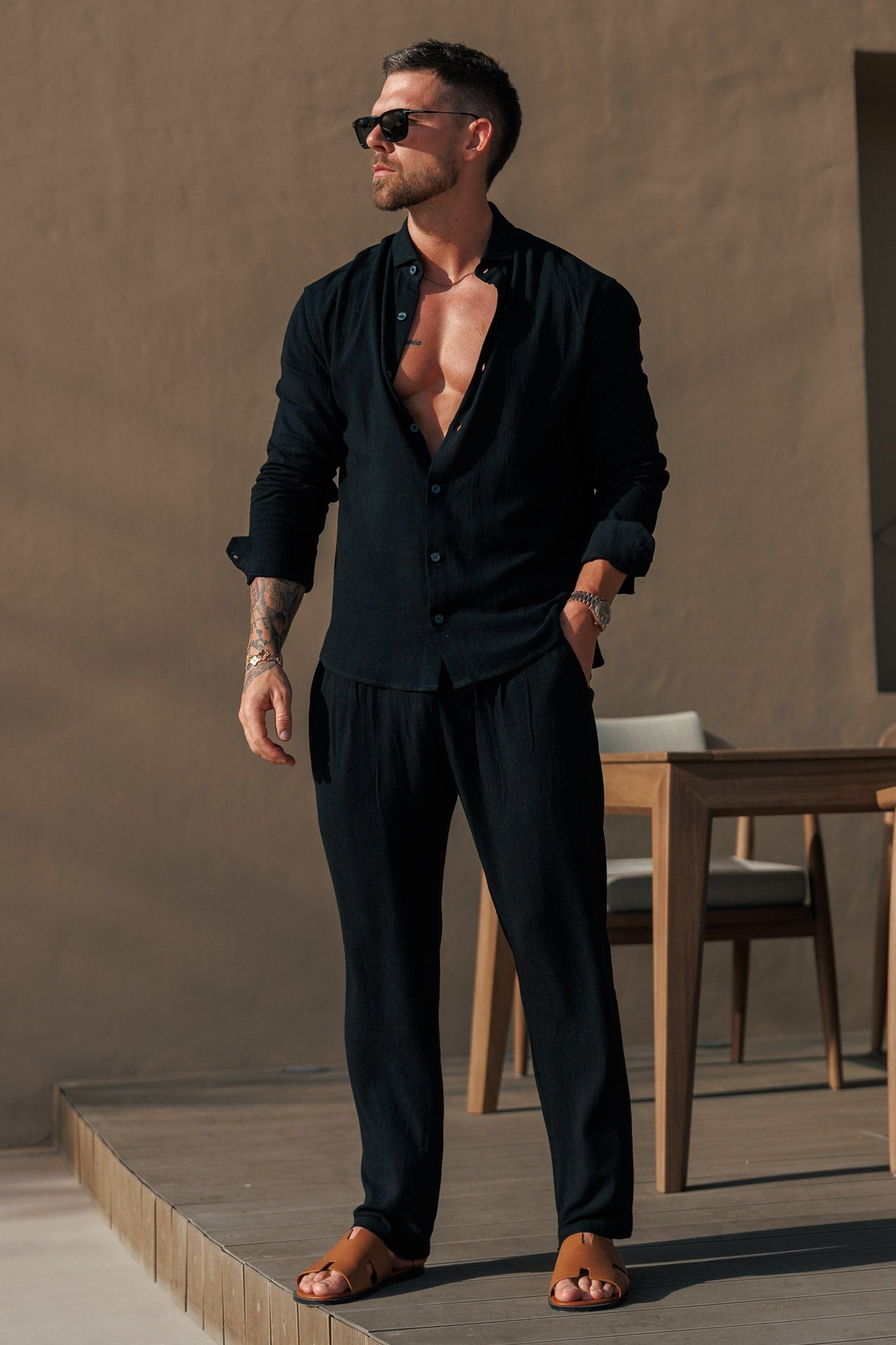 Legend London Shirt LINEN SHIRT - BLACK