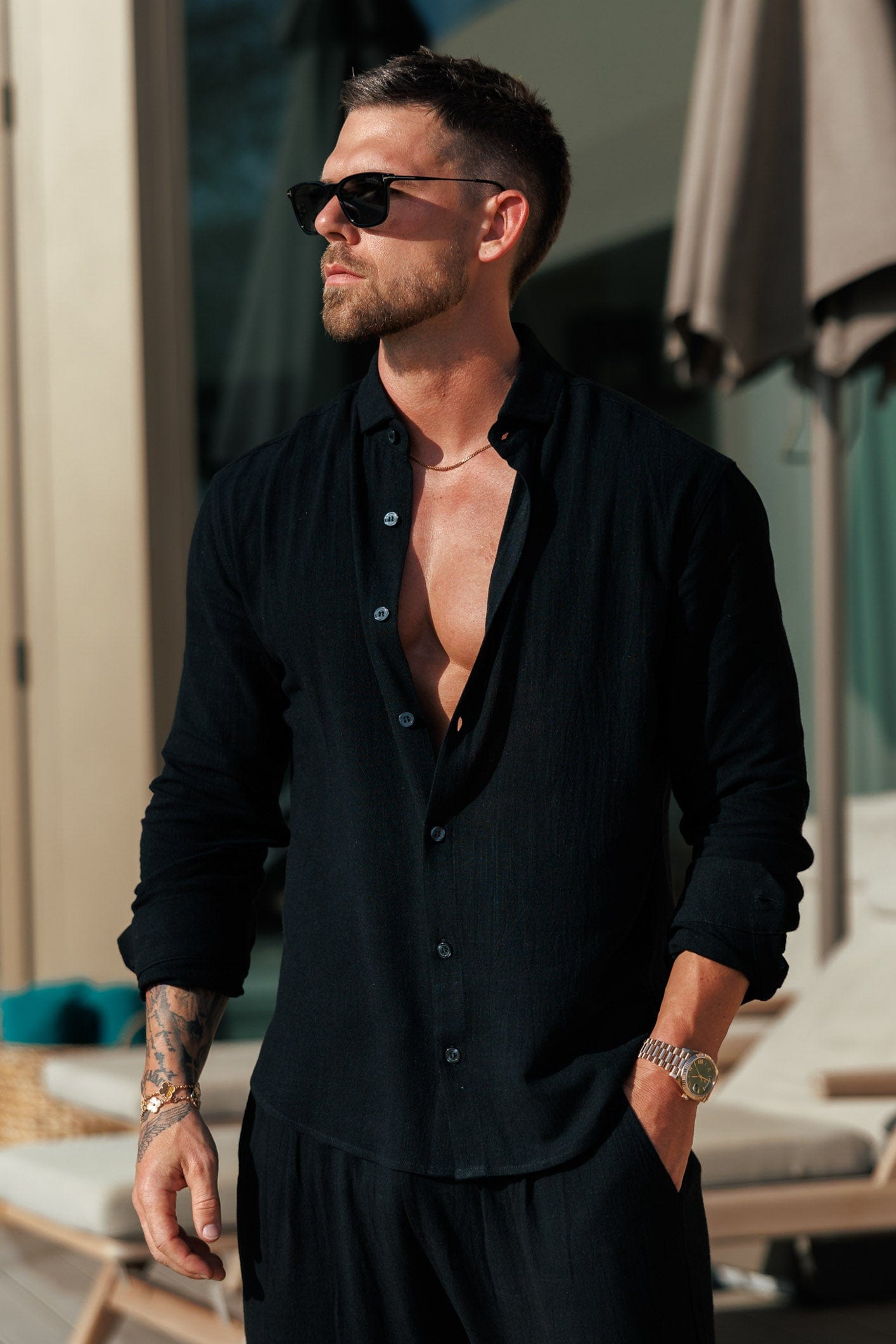 Legend London Shirt LINEN SHIRT - BLACK