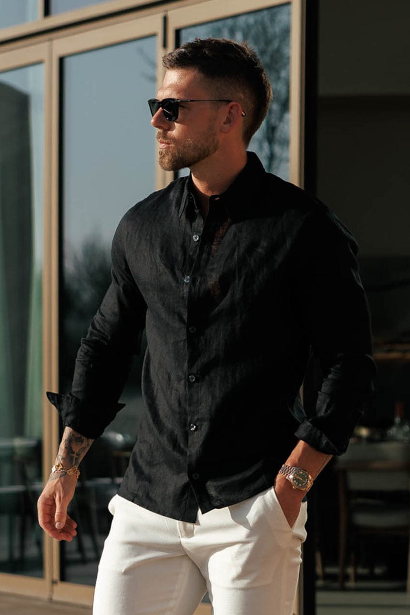 Legend London Shirt LUXE LINEN SHIRT - BLACK