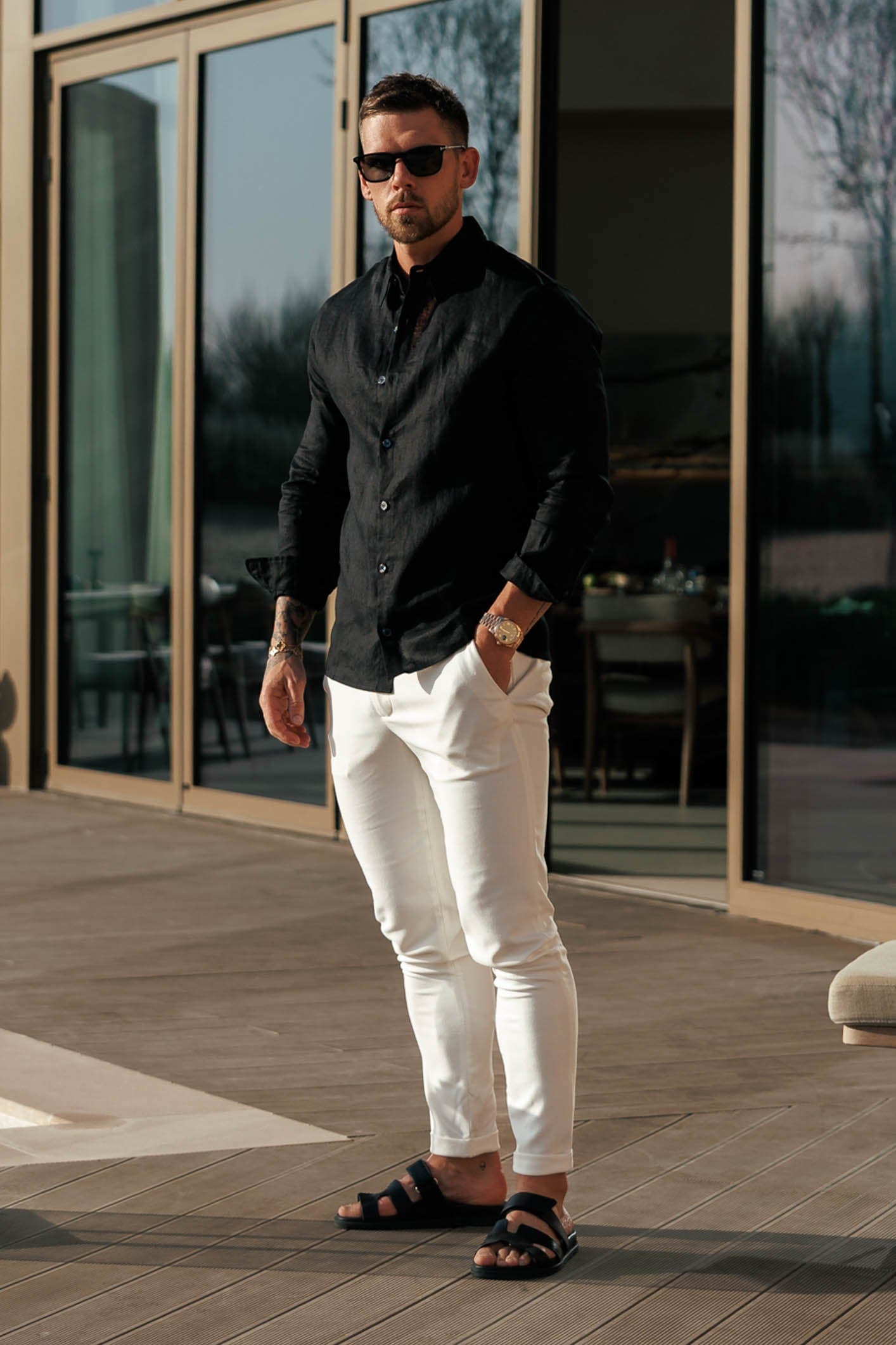 Legend London Shirt LUXE LINEN SHIRT - BLACK