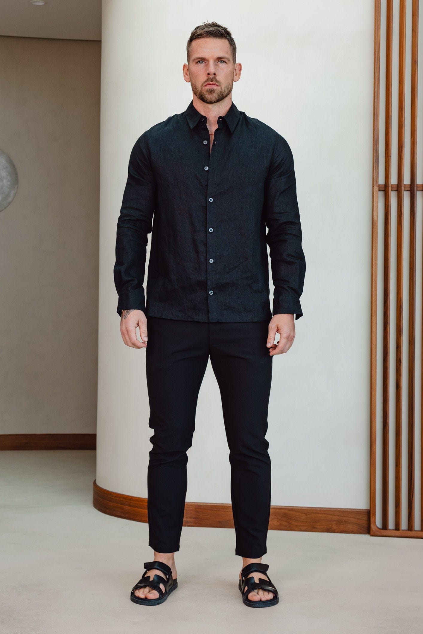 Legend London Shirt LUXE LINEN SHIRT - BLACK