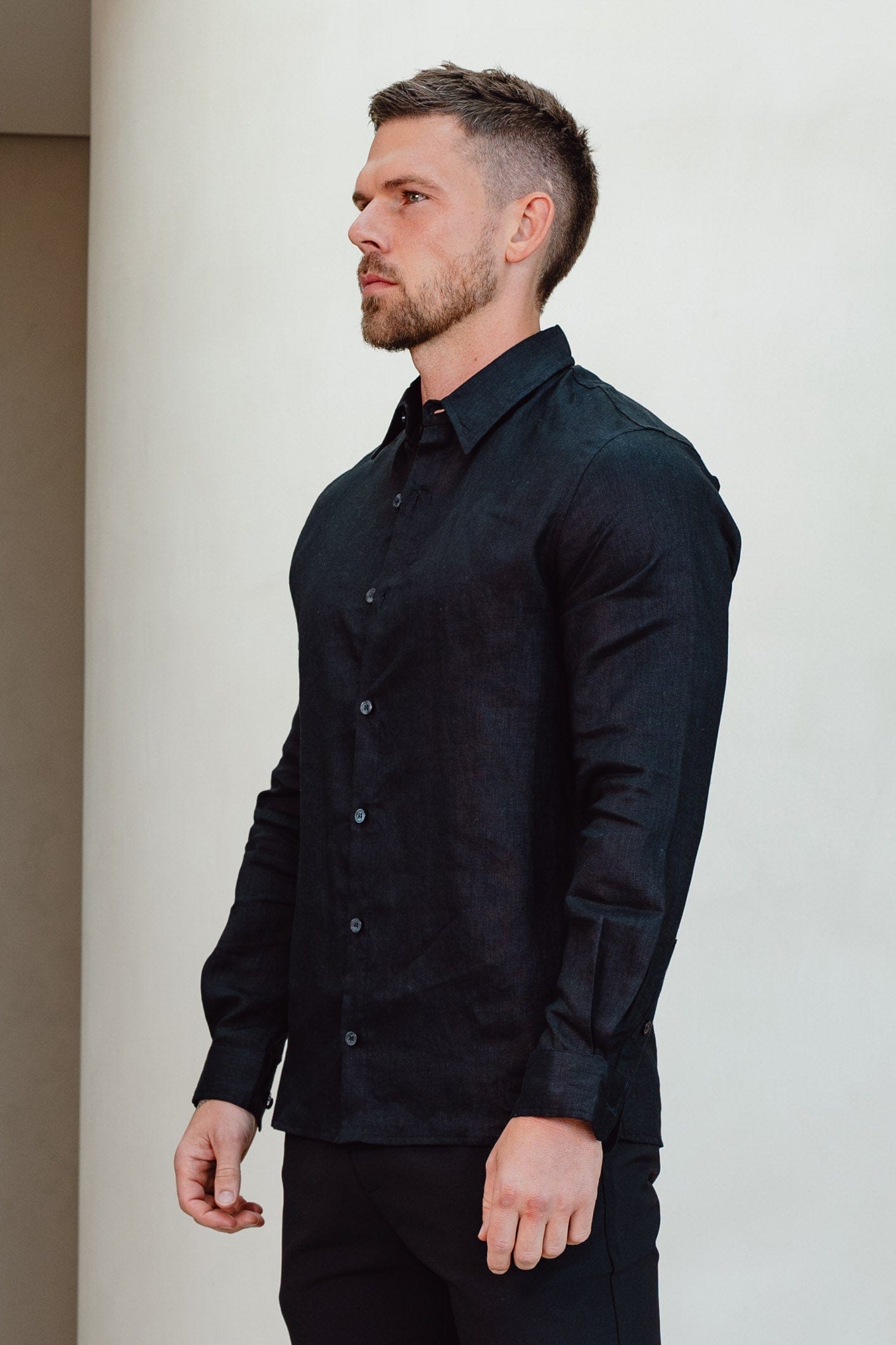 Legend London Shirt LUXE LINEN SHIRT - BLACK