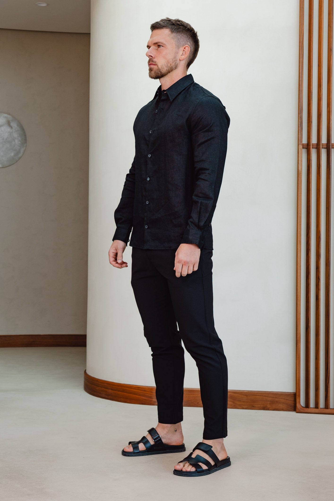 Legend London Shirt LUXE LINEN SHIRT - BLACK