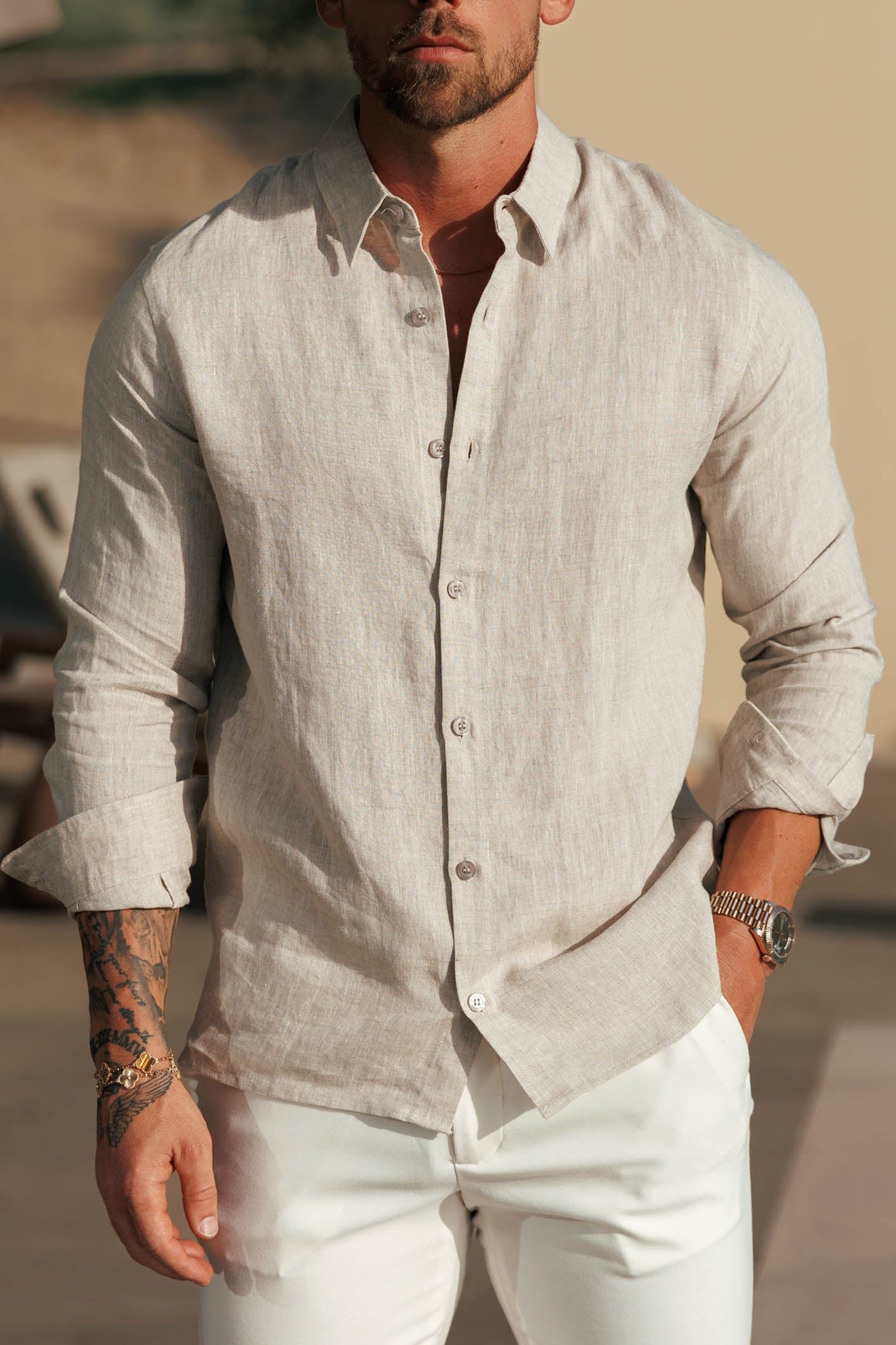 Legend London Shirt LUXE LINEN SHIRT - OAT
