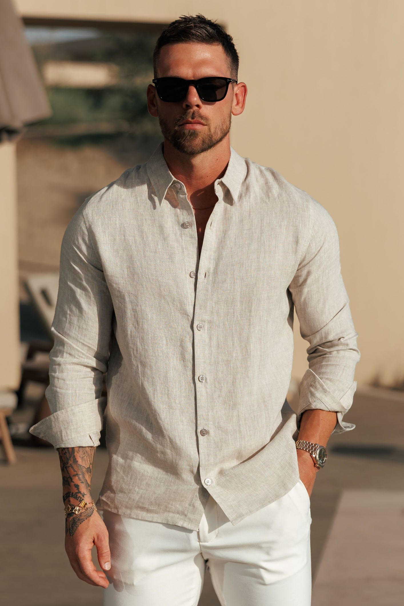 Legend London Shirt LUXE LINEN SHIRT - OAT