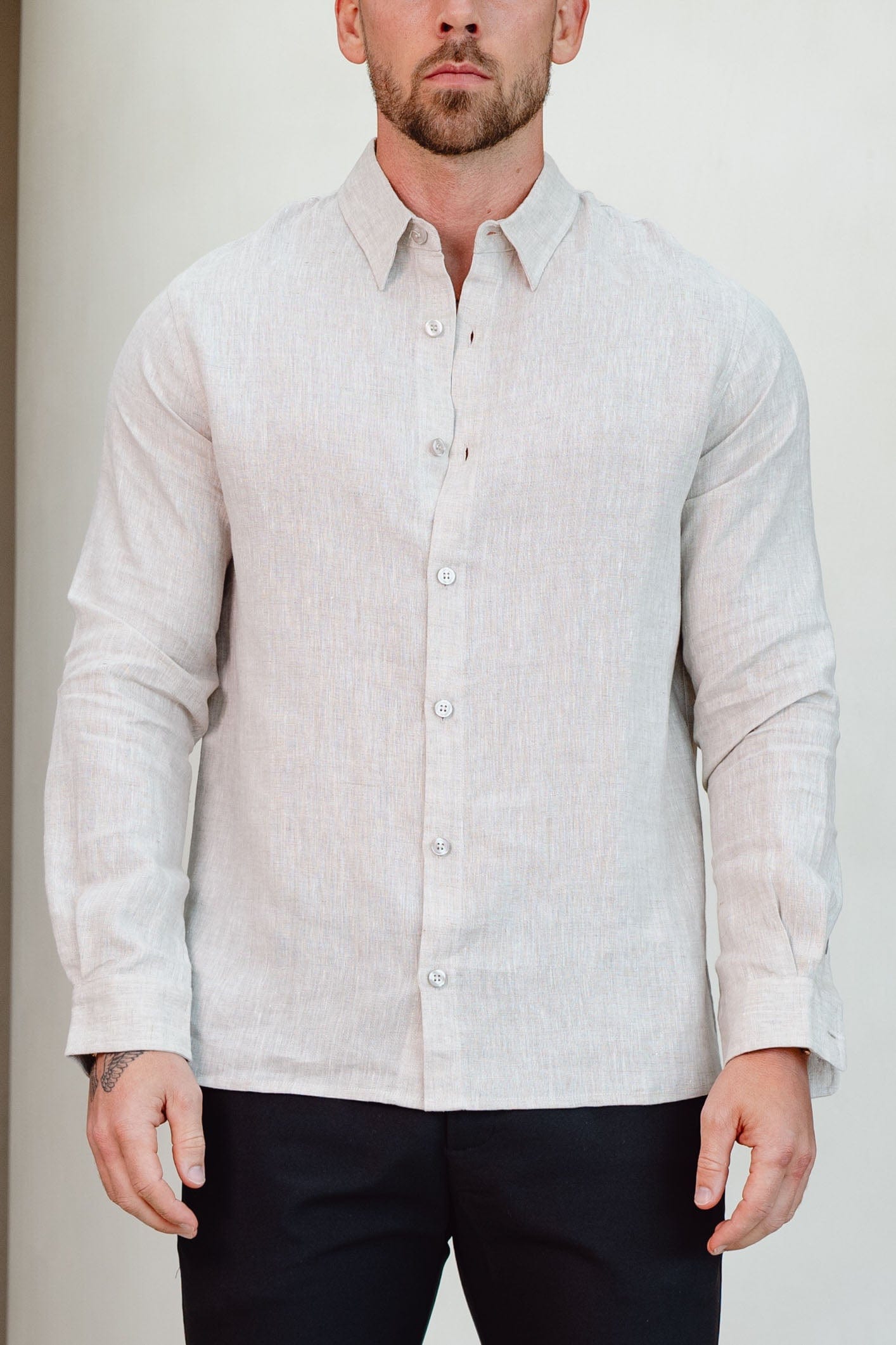 Legend London Shirt LUXE LINEN SHIRT - TAUPE