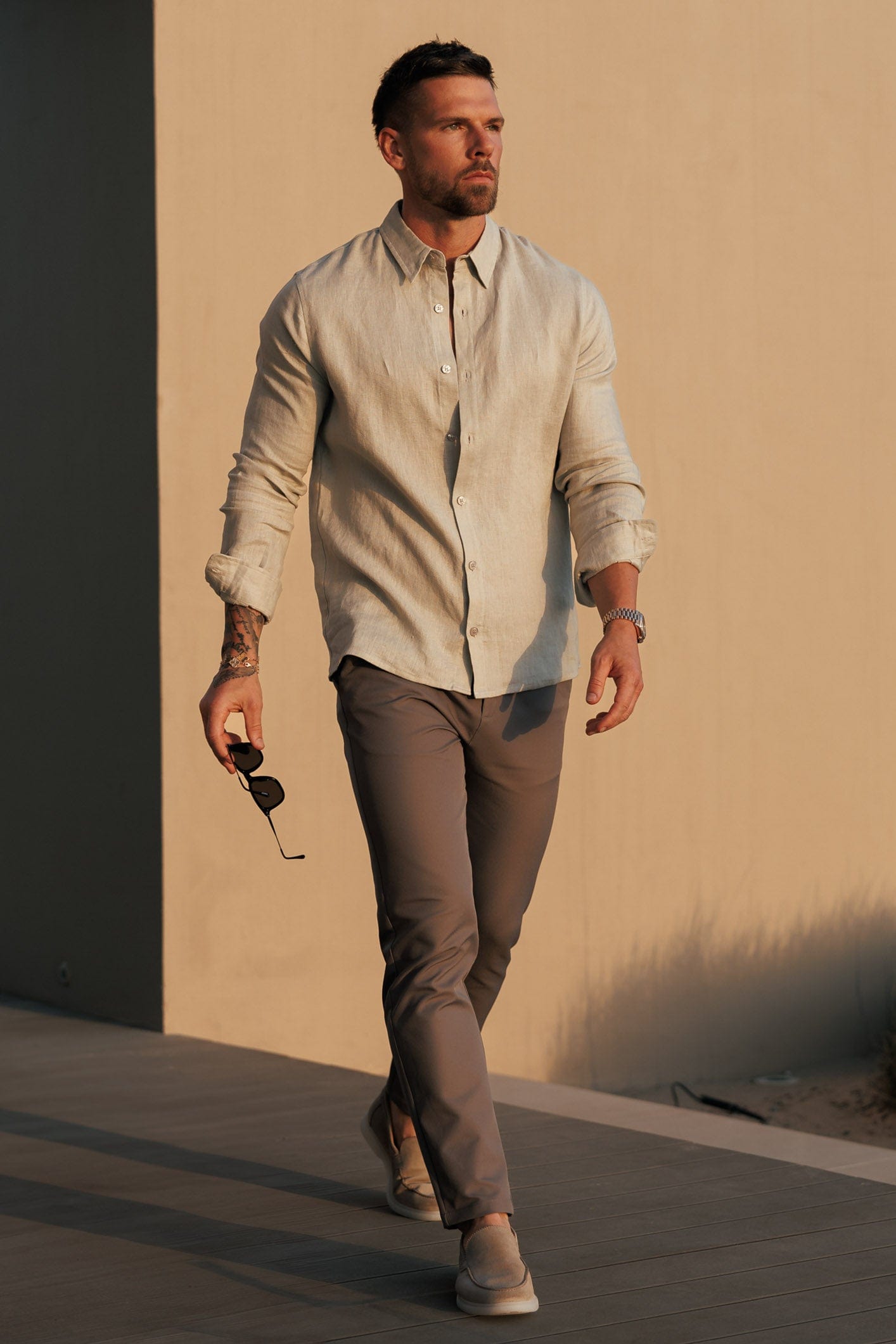 Legend London Shirt LUXE LINEN SHIRT - TAUPE