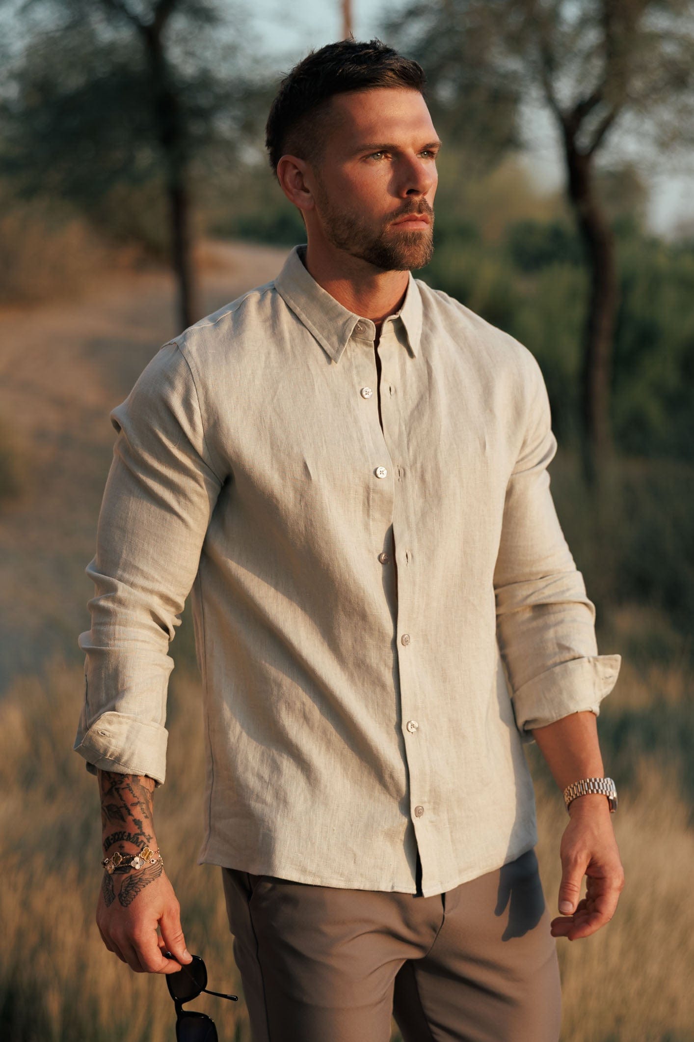 Legend London Shirt LUXE LINEN SHIRT - TAUPE