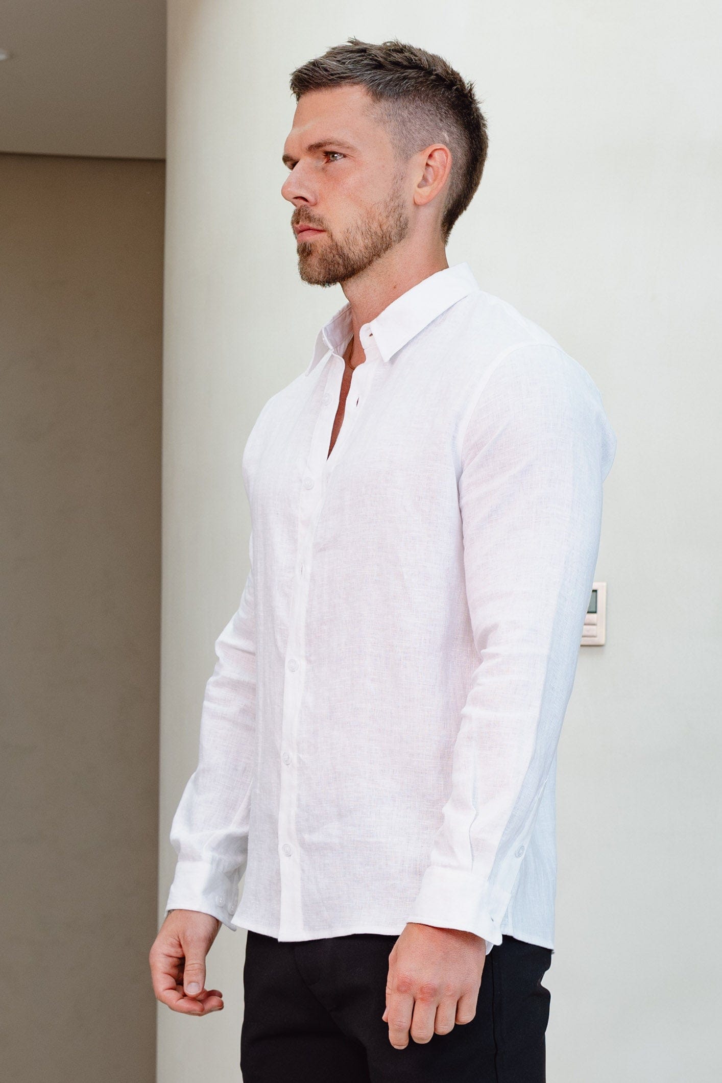 Legend London Shirt LUXE LINEN SHIRT - WHITE