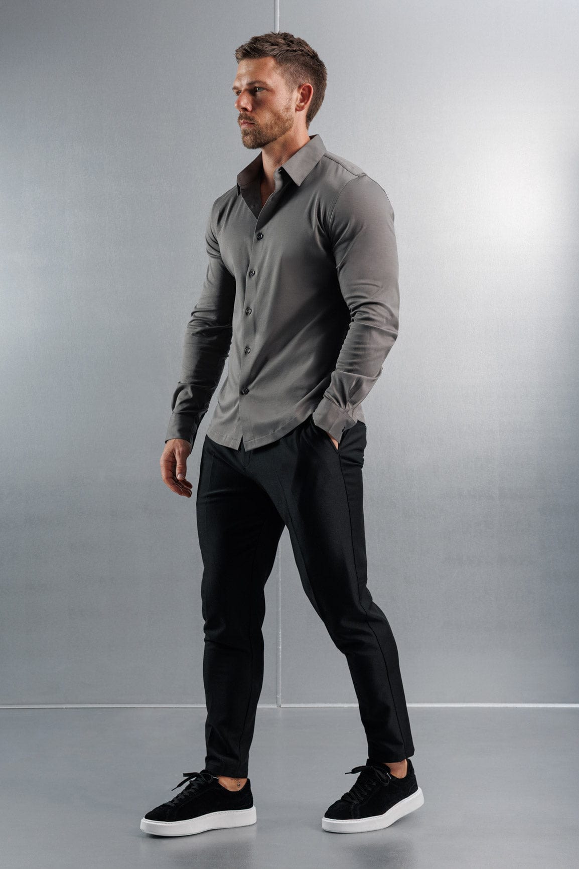 Legend London Shirt LUXE MERCERISED DRESS SHIRT - DARK GREY