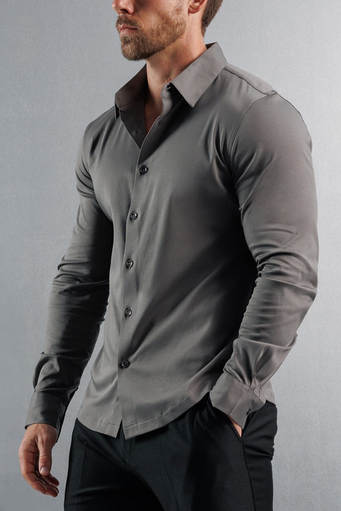 Legend London Shirt LUXE MERCERISED DRESS SHIRT - DARK GREY