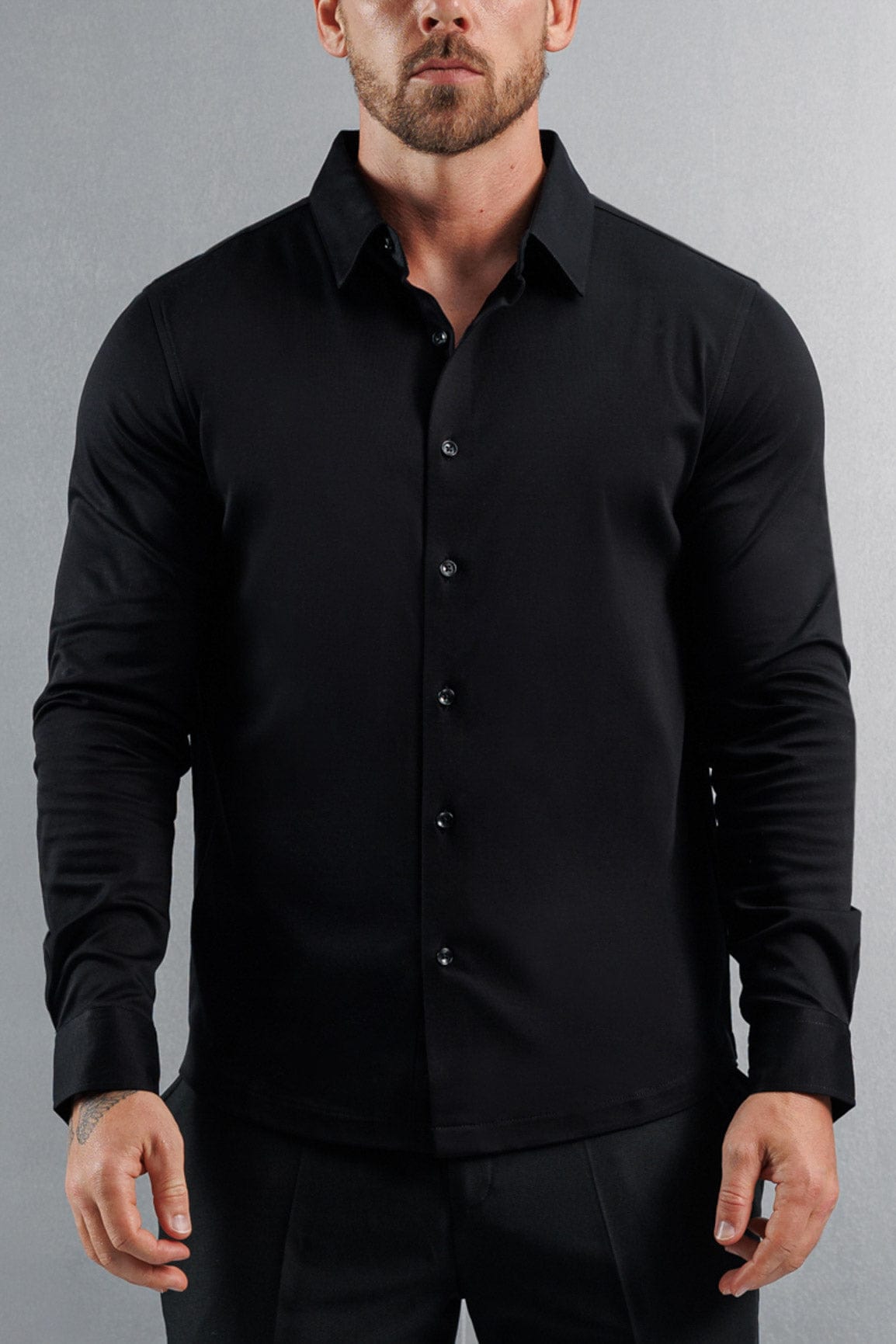 Legend London Shirt MERCERISED DRESS SHIRT - BLACK