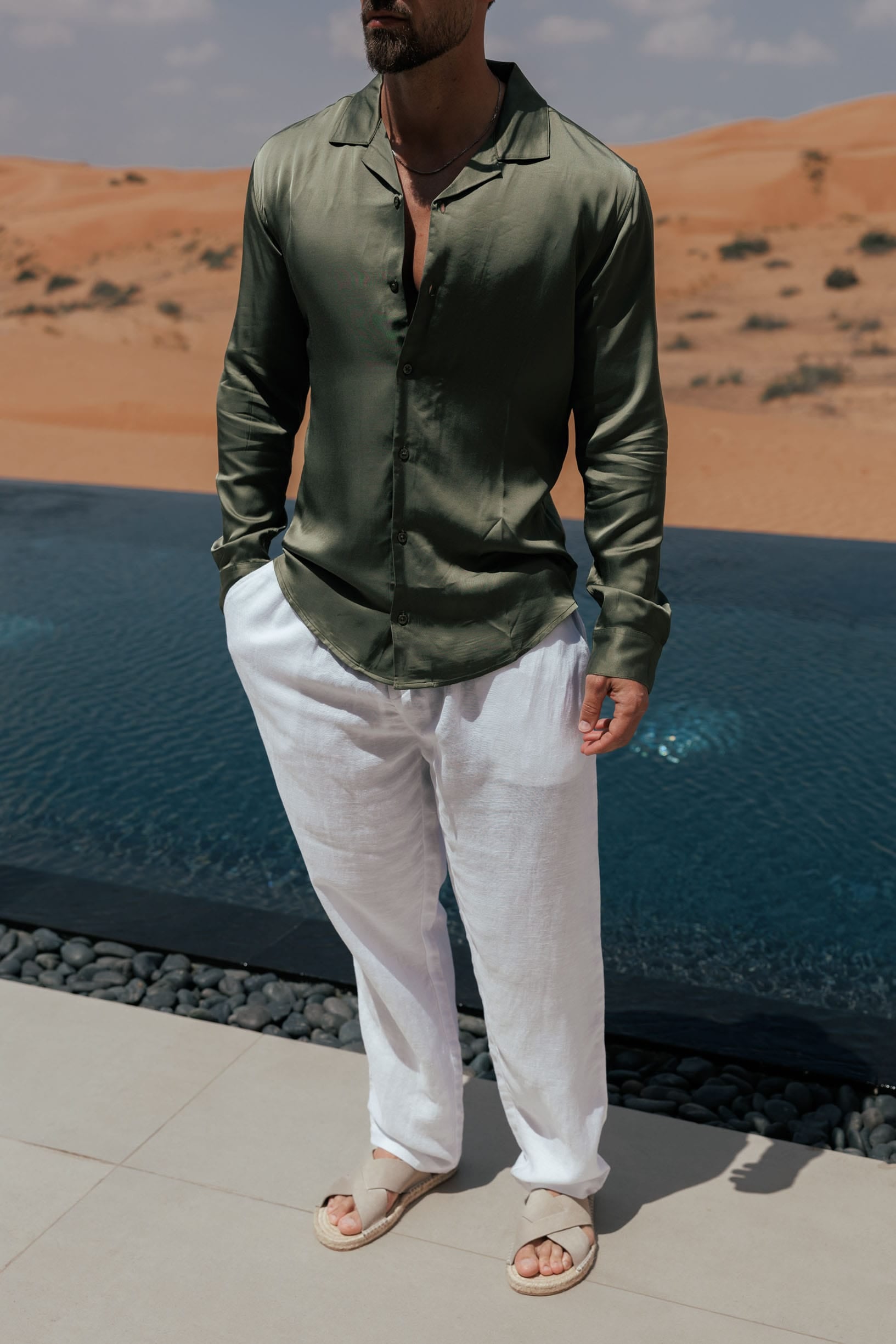 Legend London Shirt - Summer FLOW SHIRT - OLIVE