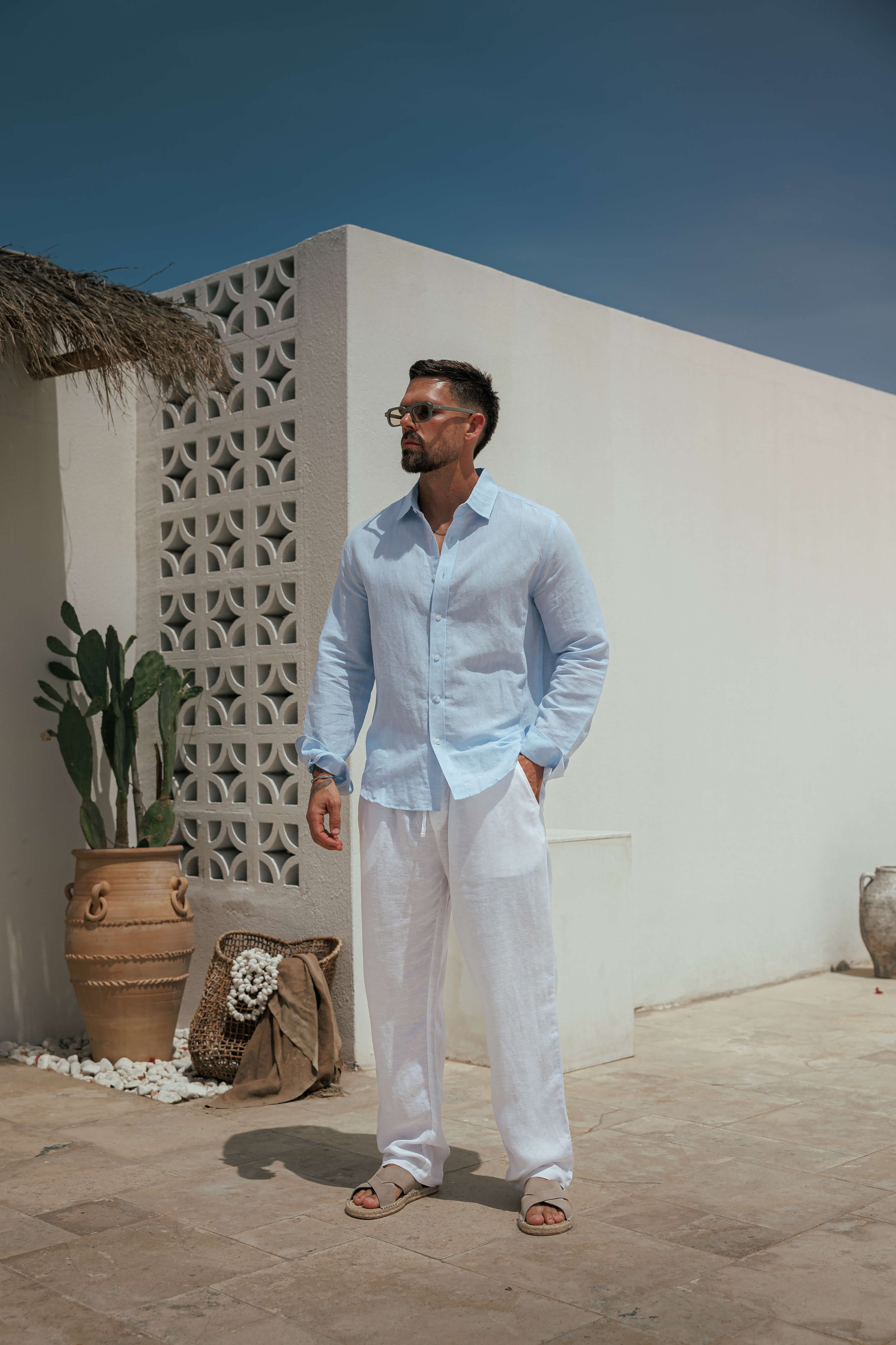 Legend London Shirt - Summer LUXE LINEN SHIRT - LIGHT BLUE