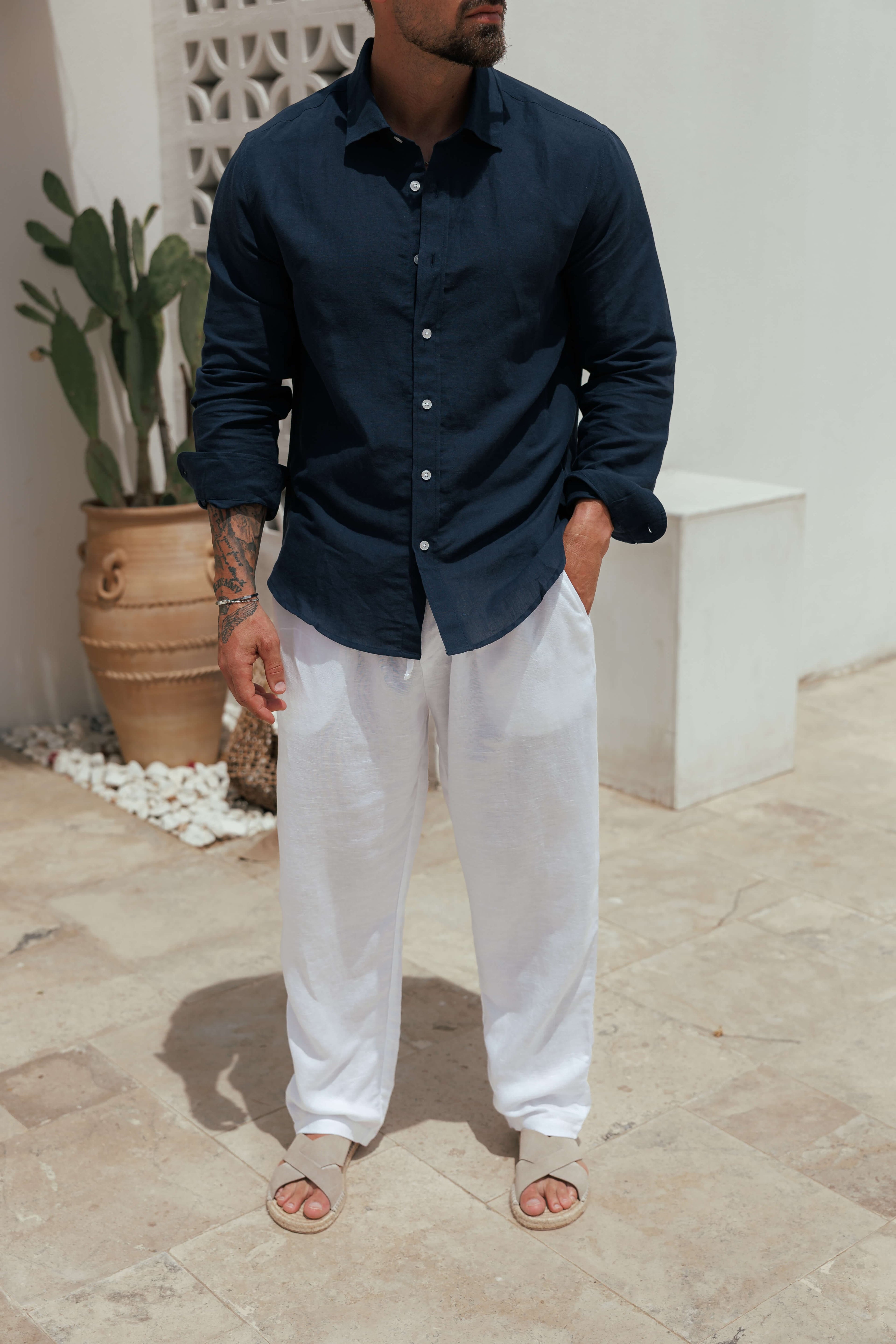 Legend London Shirt - Summer LUXE LINEN SHIRT - NAVY