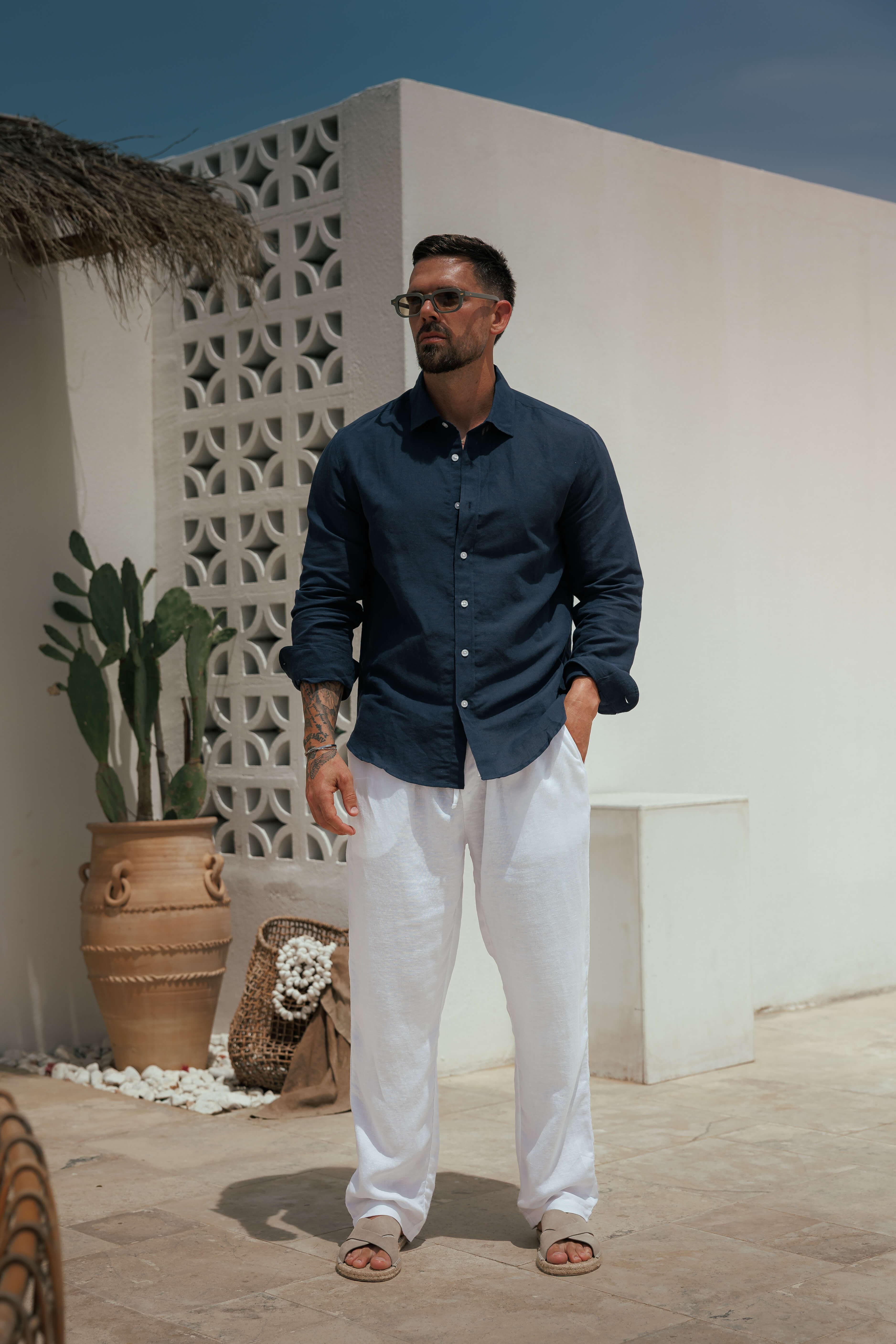 Legend London Shirt - Summer LUXE LINEN SHIRT - NAVY