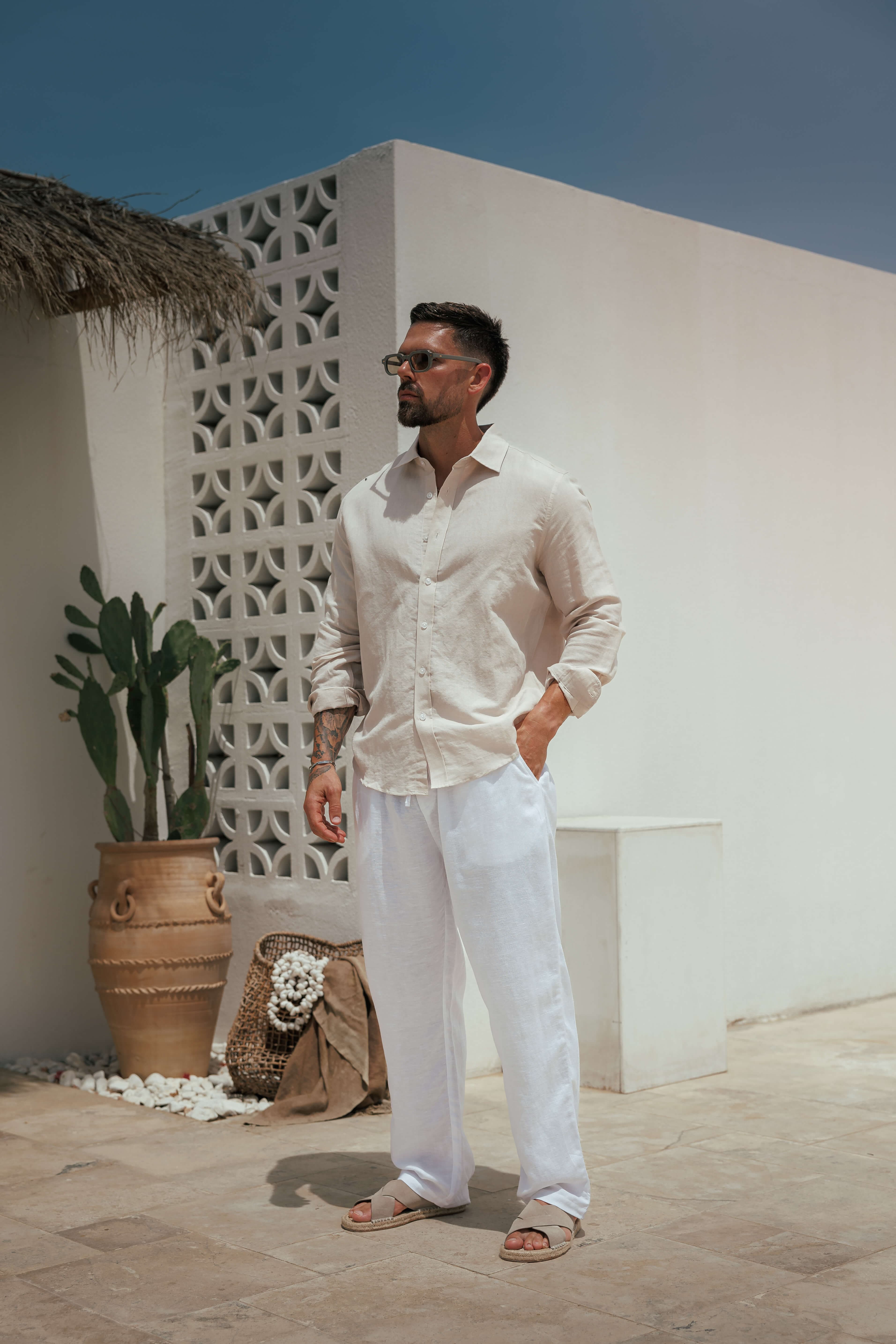 Legend London Shirt - Summer LUXE LINEN SHIRT - TAUPE