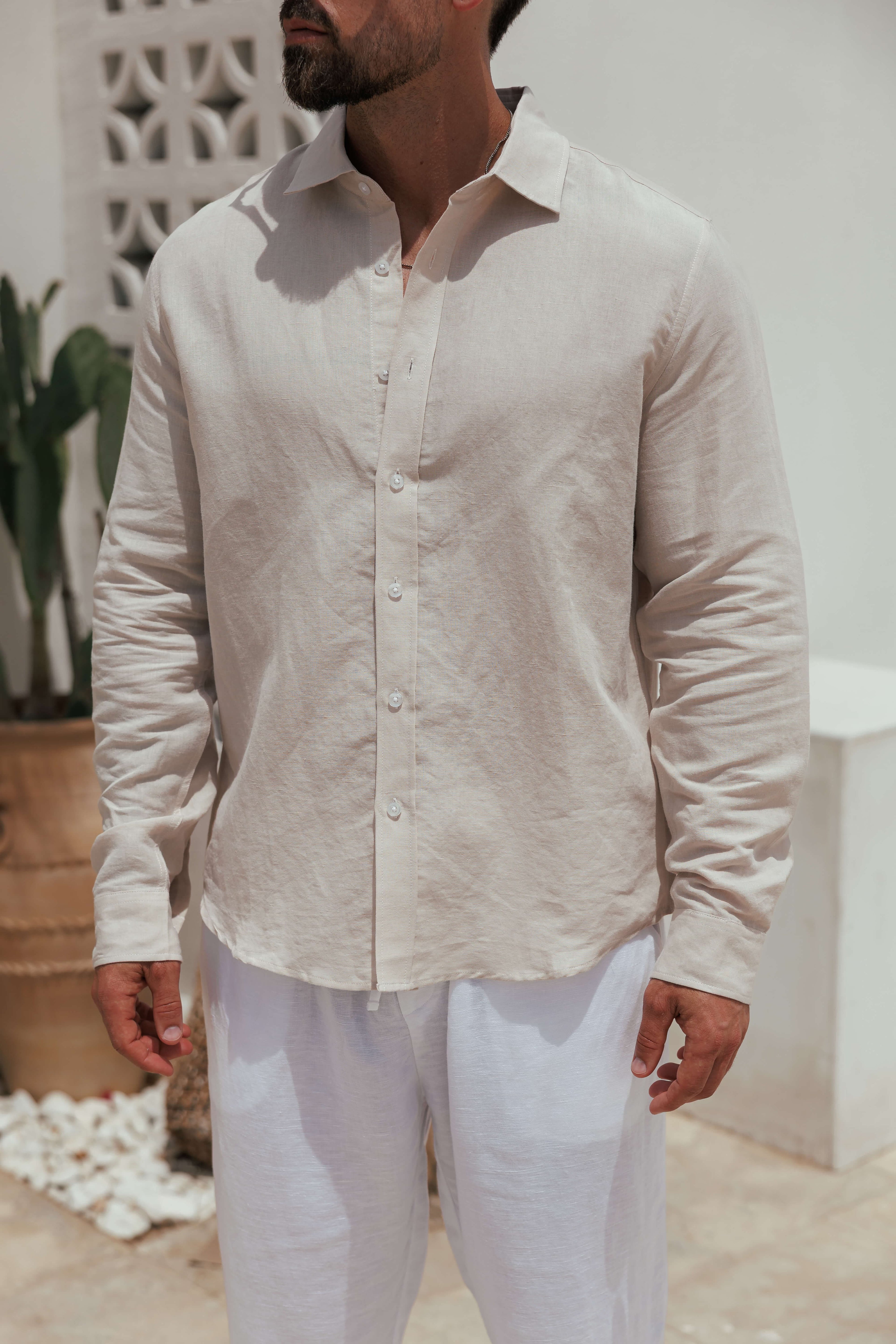 Legend London Shirt - Summer LUXE LINEN SHIRT - TAUPE
