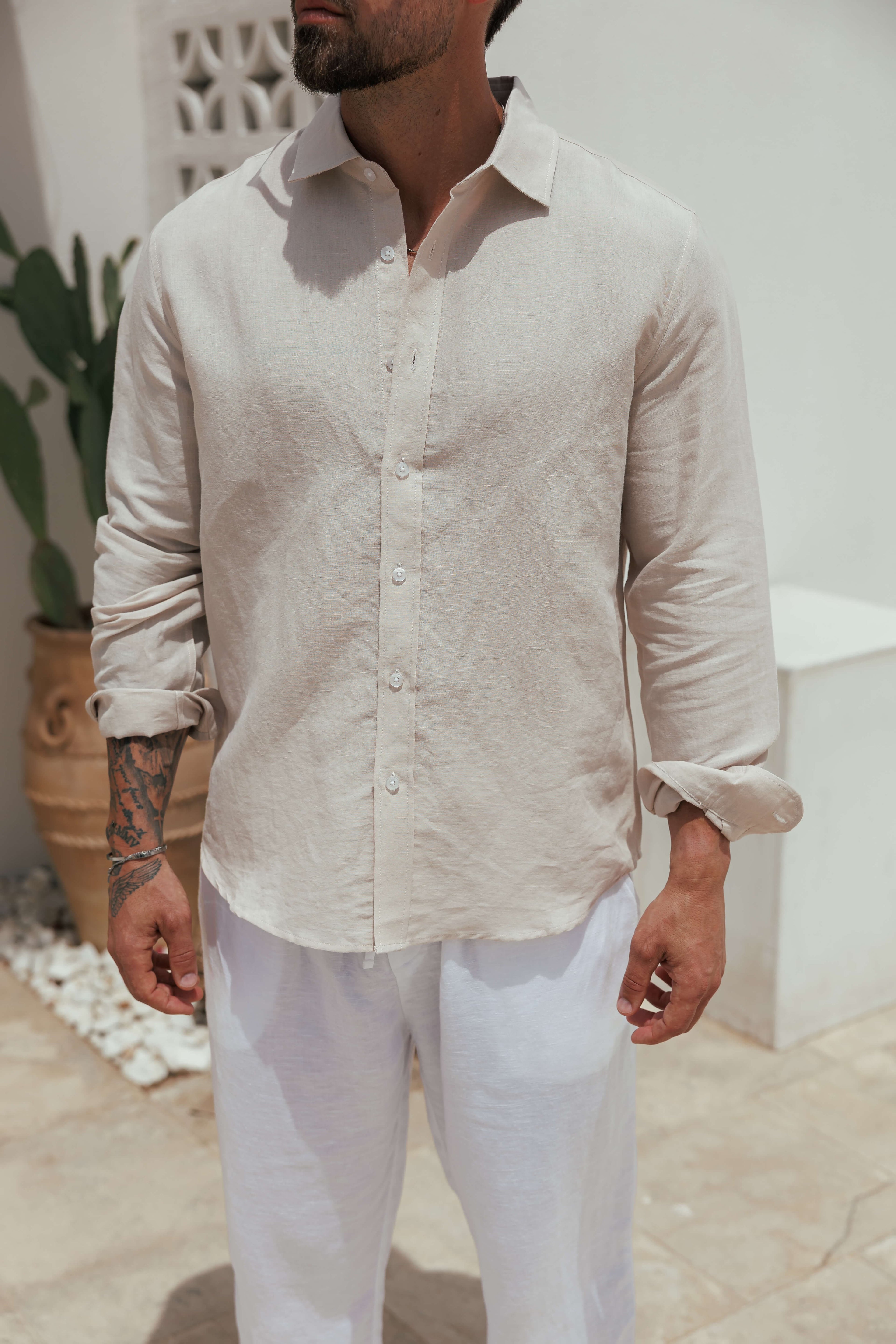 Legend London Shirt - Summer LUXE LINEN SHIRT - TAUPE