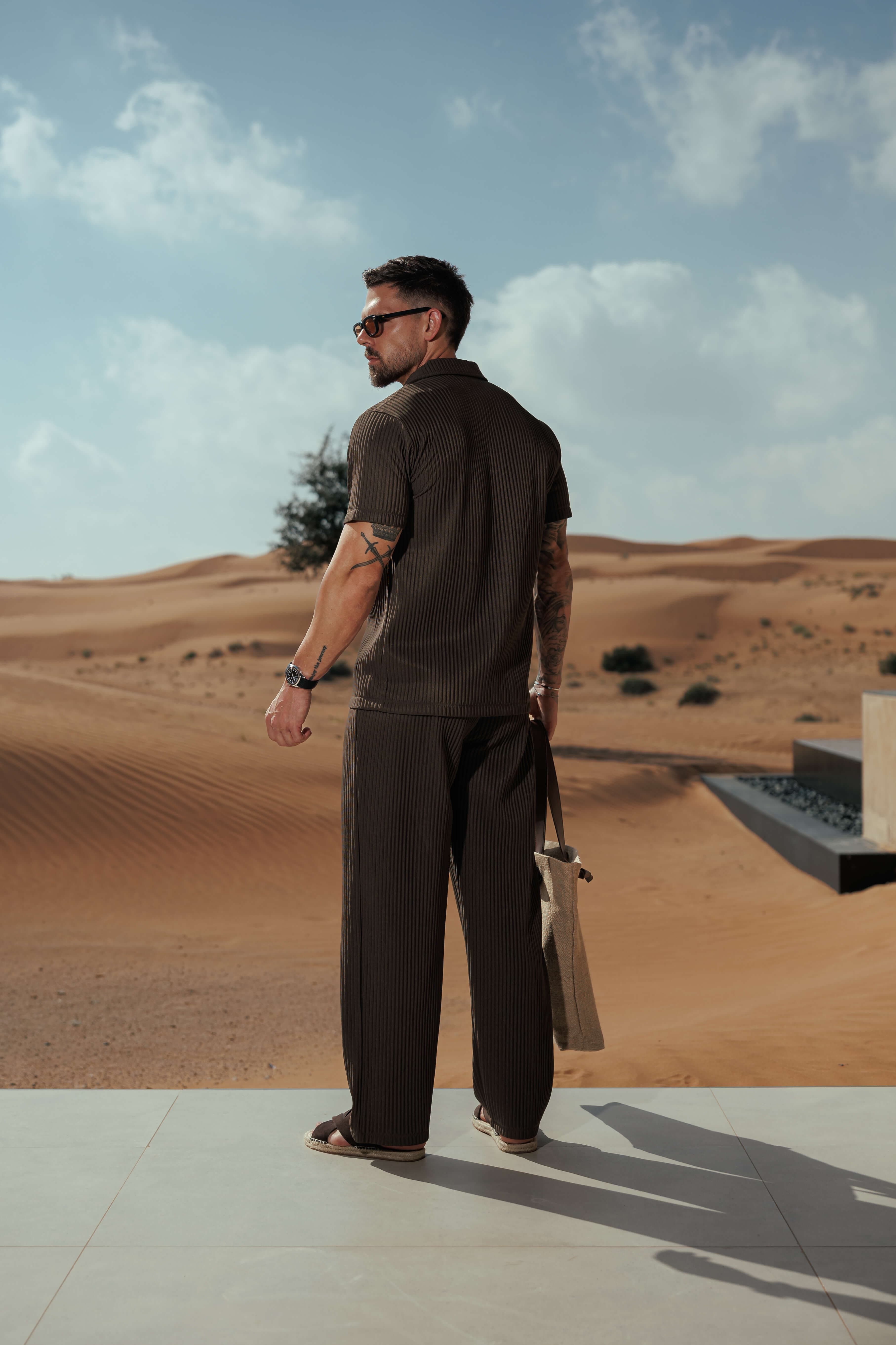 Legend London Shirt - Summer PLEATED SHIRT - BROWN