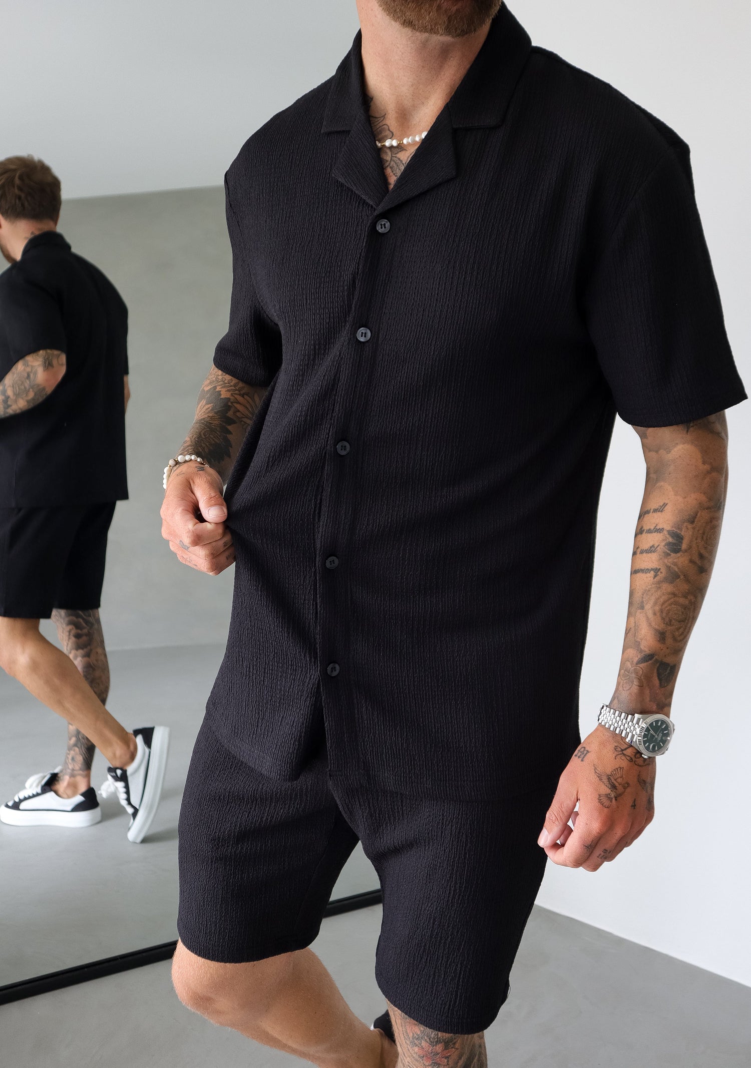 Legend London Shirt TEXTURED SHIRT - BLACK