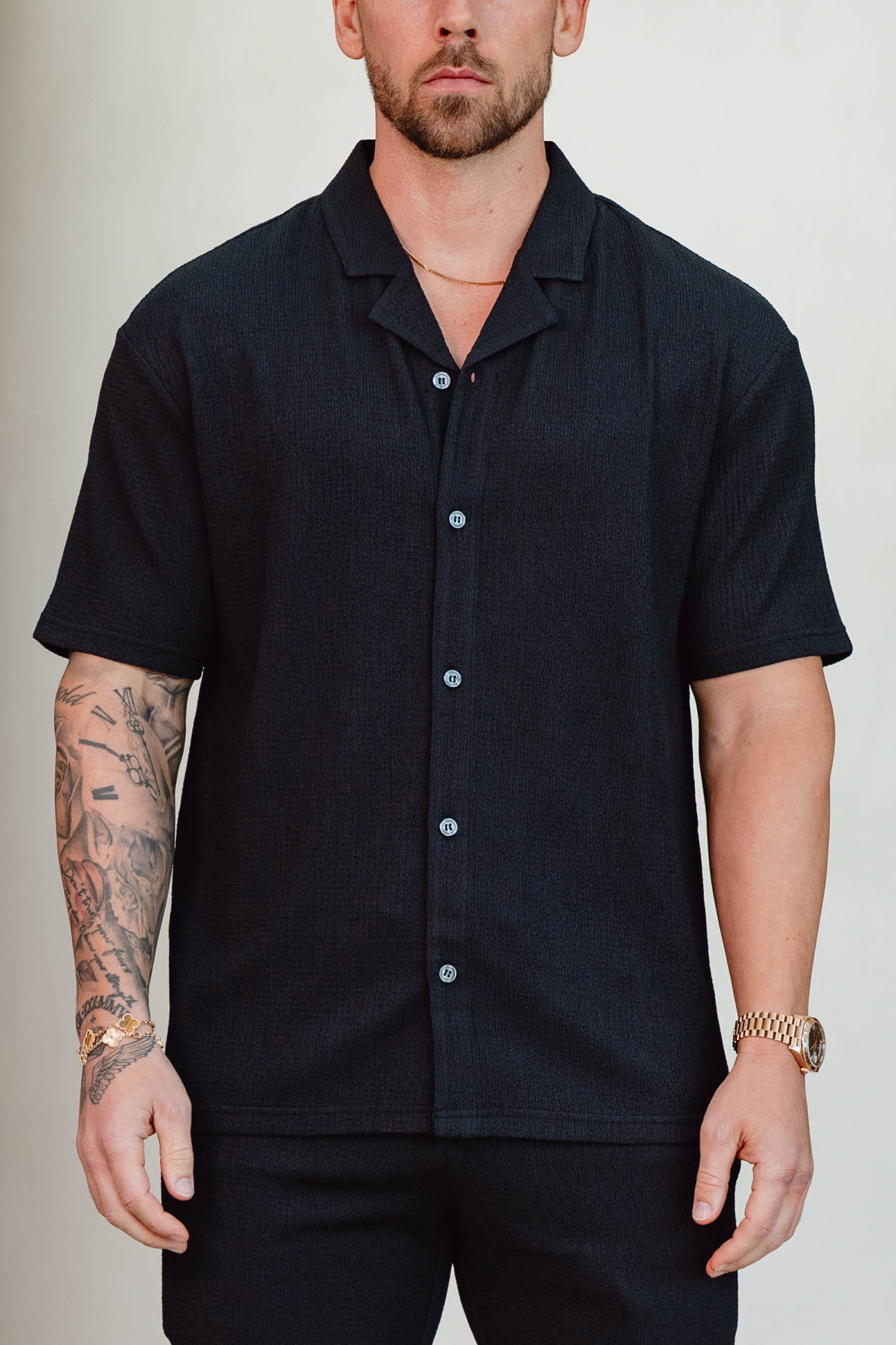 Legend London Shirt TEXTURED SHIRT - BLACK