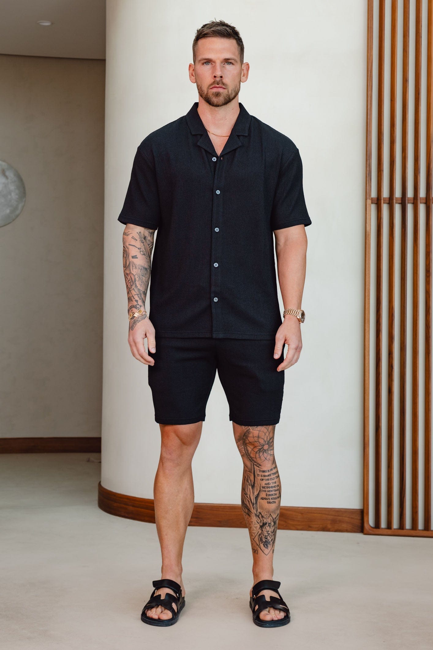 Legend London Shirt TEXTURED SHIRT - BLACK