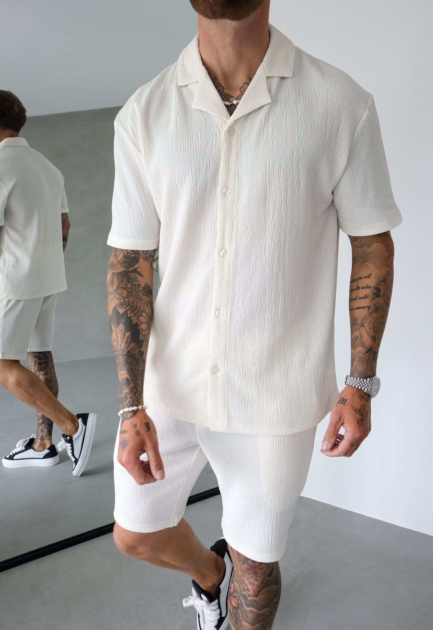Legend London Shirt TEXTURED SHIRT - OFF WHITE