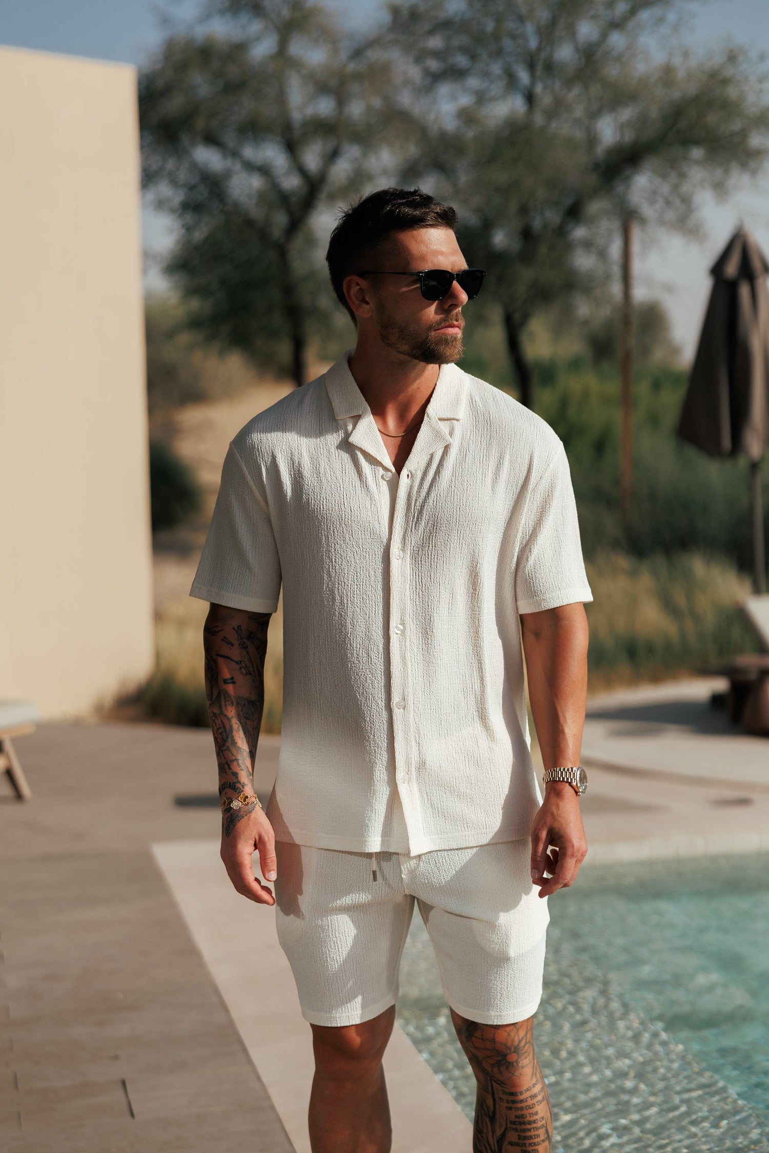 Legend London Shirt TEXTURED SHIRT - OFF WHITE