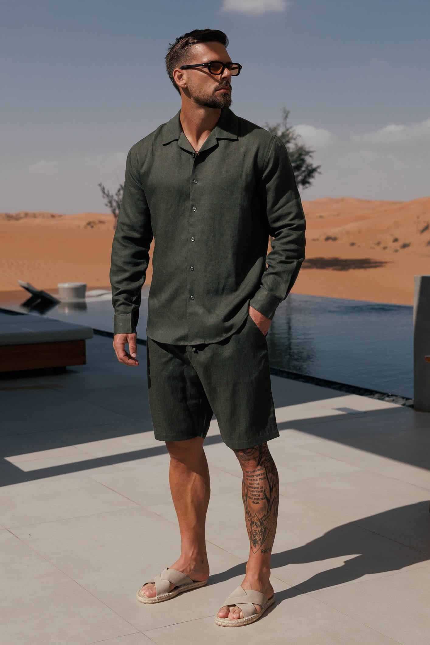 Legend London Short - Summer LINEN SHORT - OLIVE