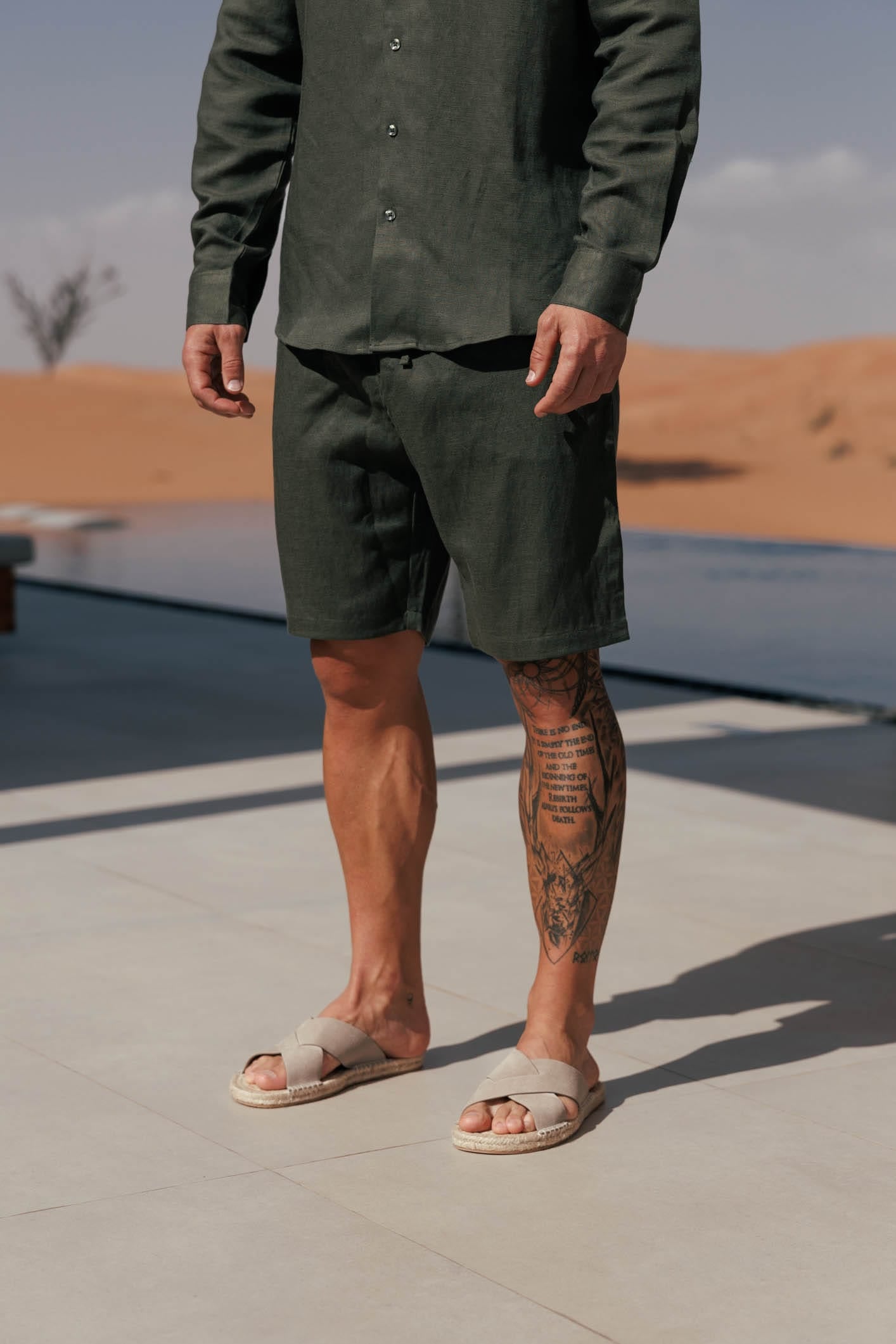 Legend London Short - Summer LINEN SHORT - OLIVE