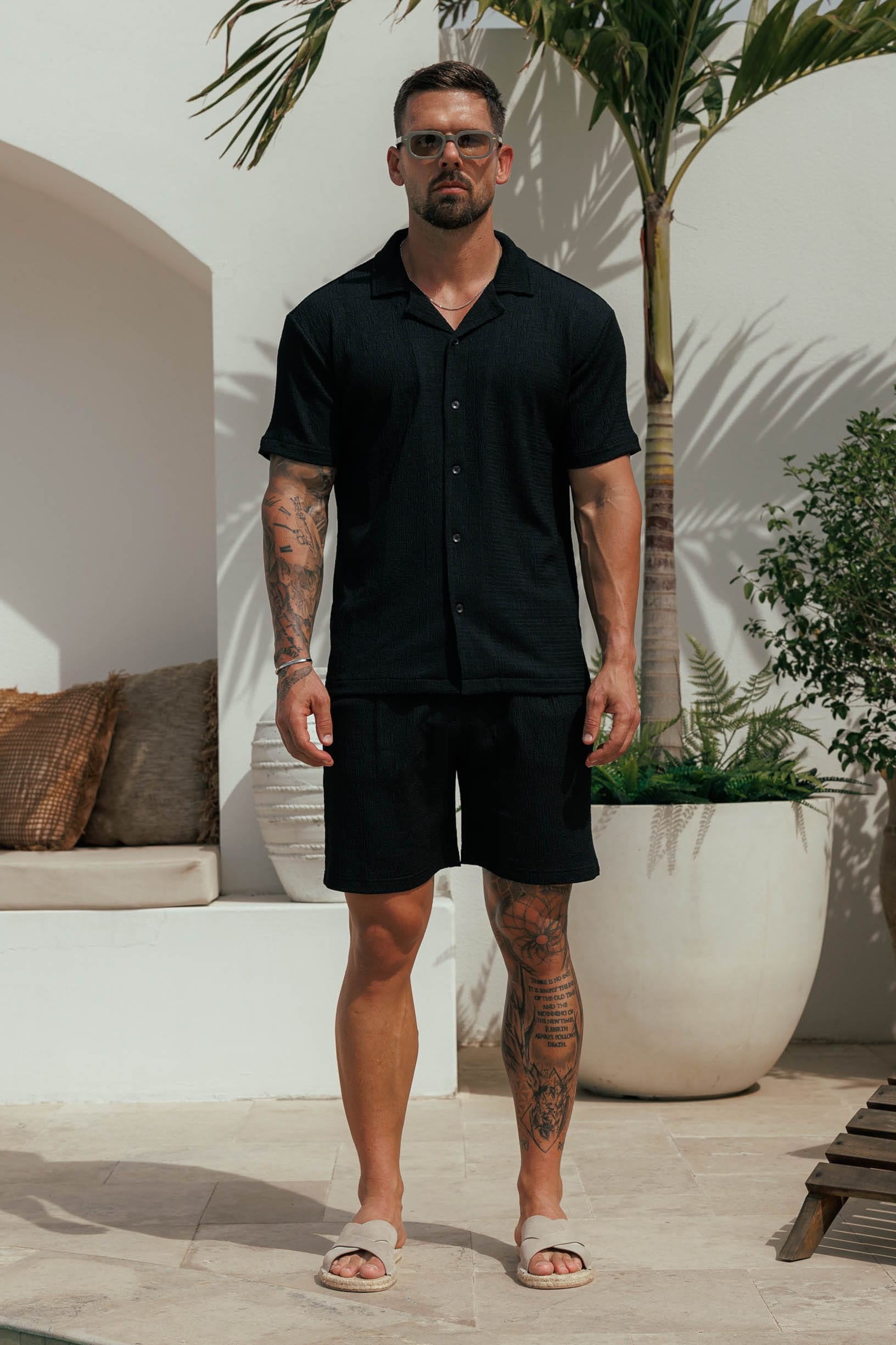 Legend London Short - Summer TEXTURED SHORTS - BLACK