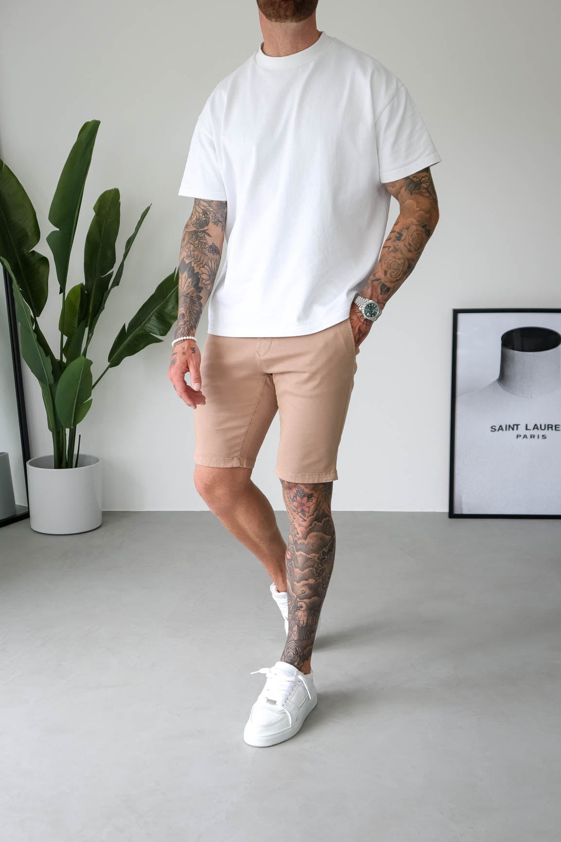 Legend London Shorts - chino SLIM CHINO SHORT - BEIGE